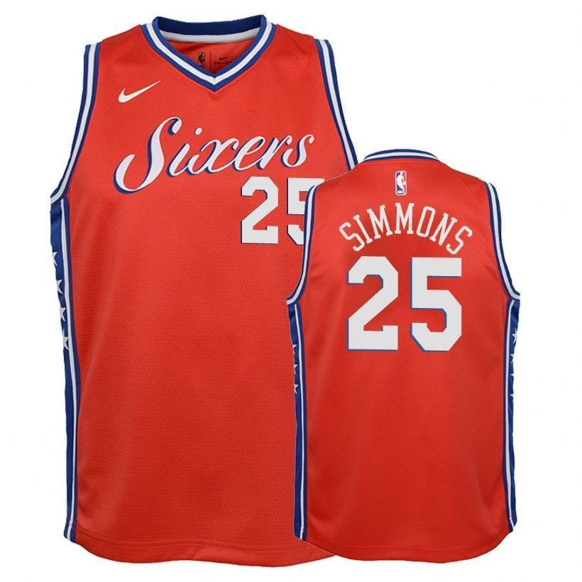 Youth 76ers 's Ben Simmons 25 Statet Edition Red Jersey