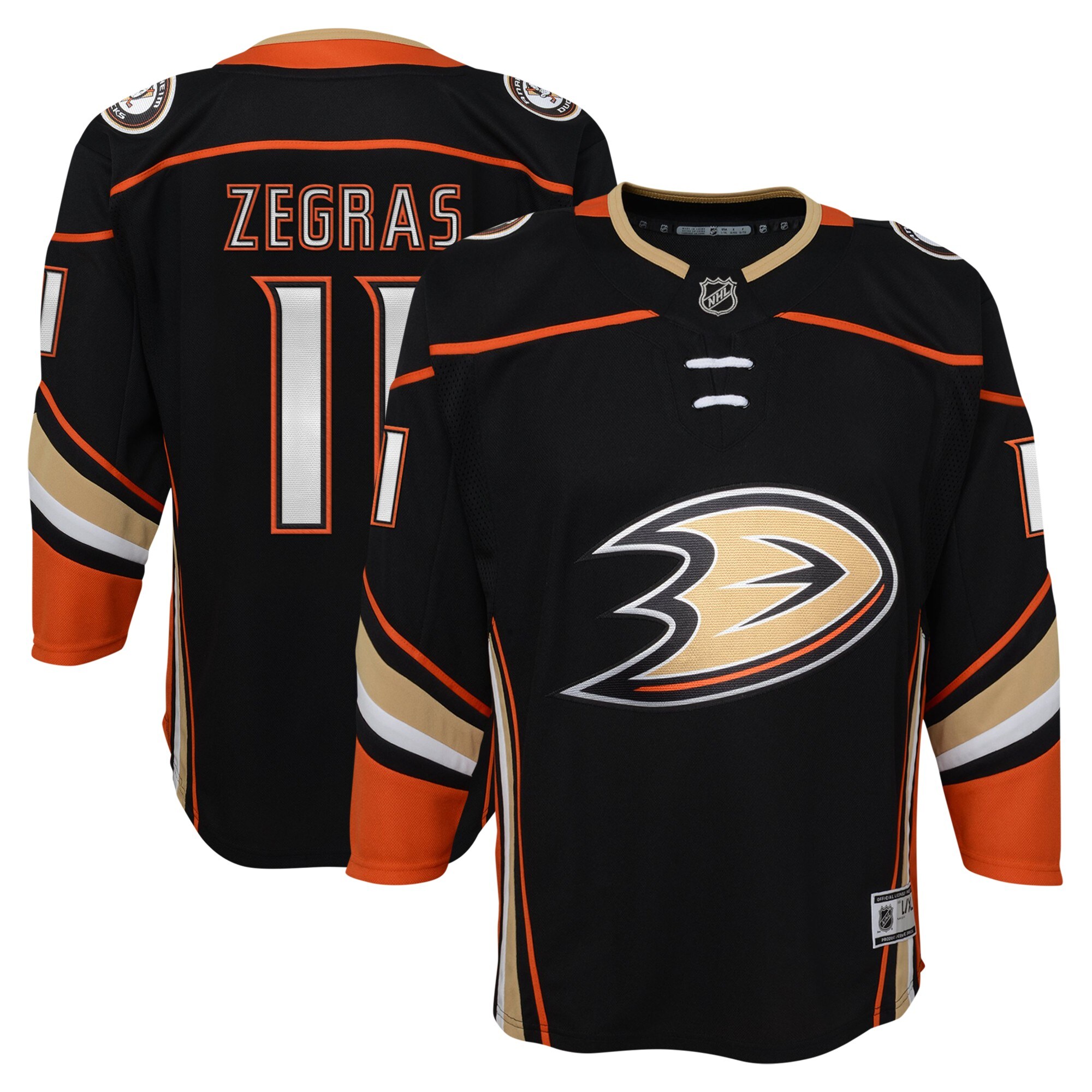 Youth Anaheim Ducks Trevor Zegras Black Home Premier Player Jersey