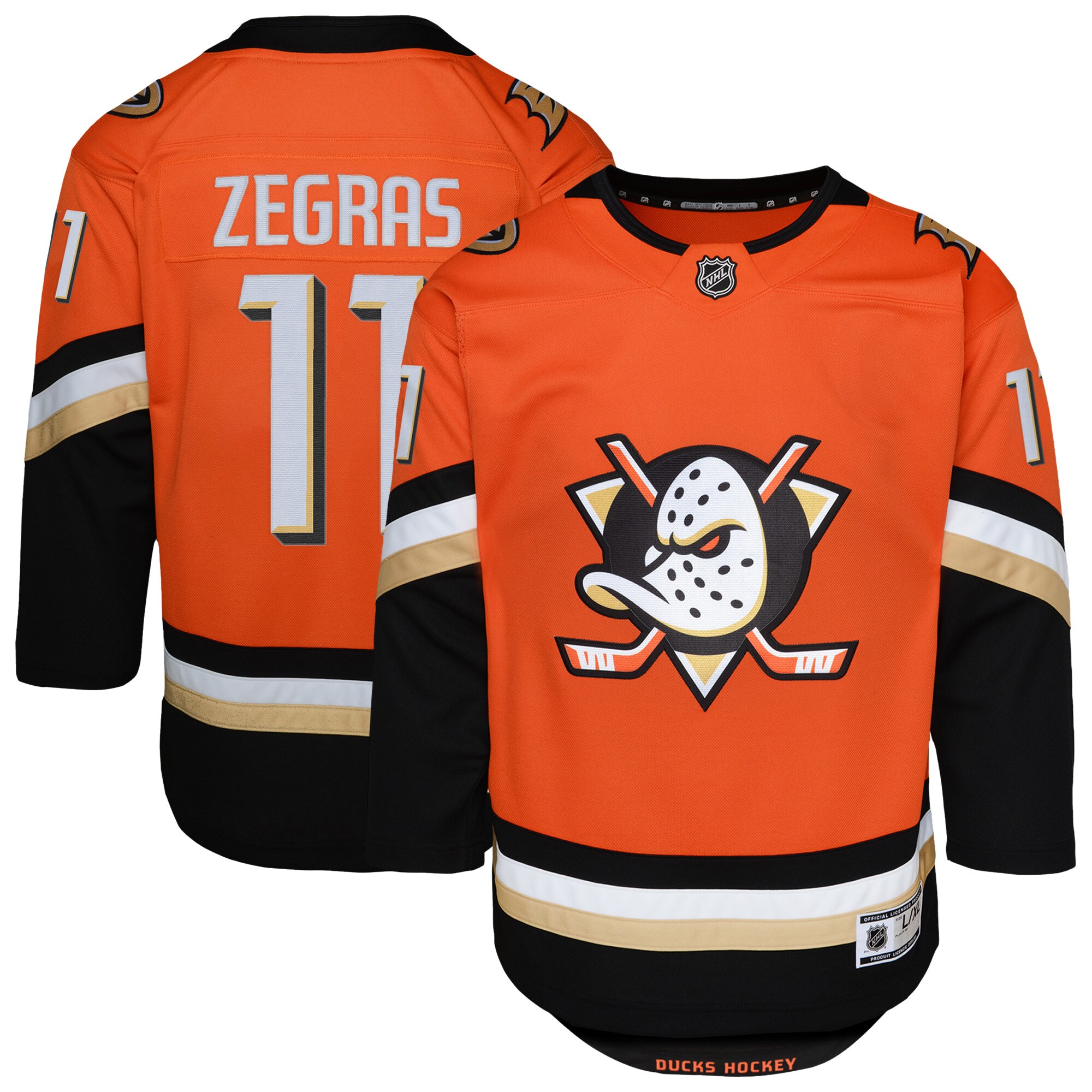 Youth Anaheim Ducks Trevor Zegras Orange Premier Player Jersey