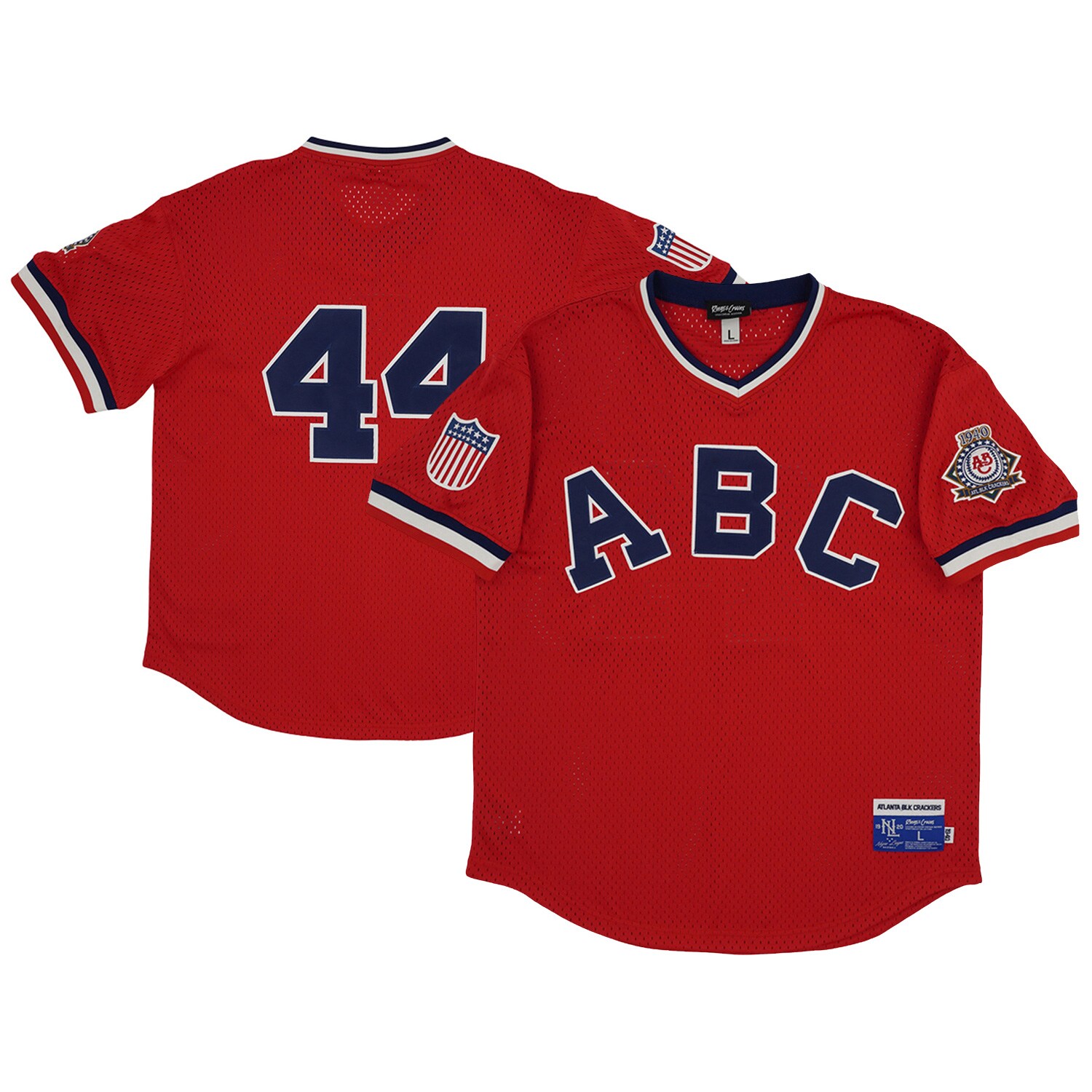 Youth Atlanta Black Crackers #44 Red Mesh V-neck Jersey