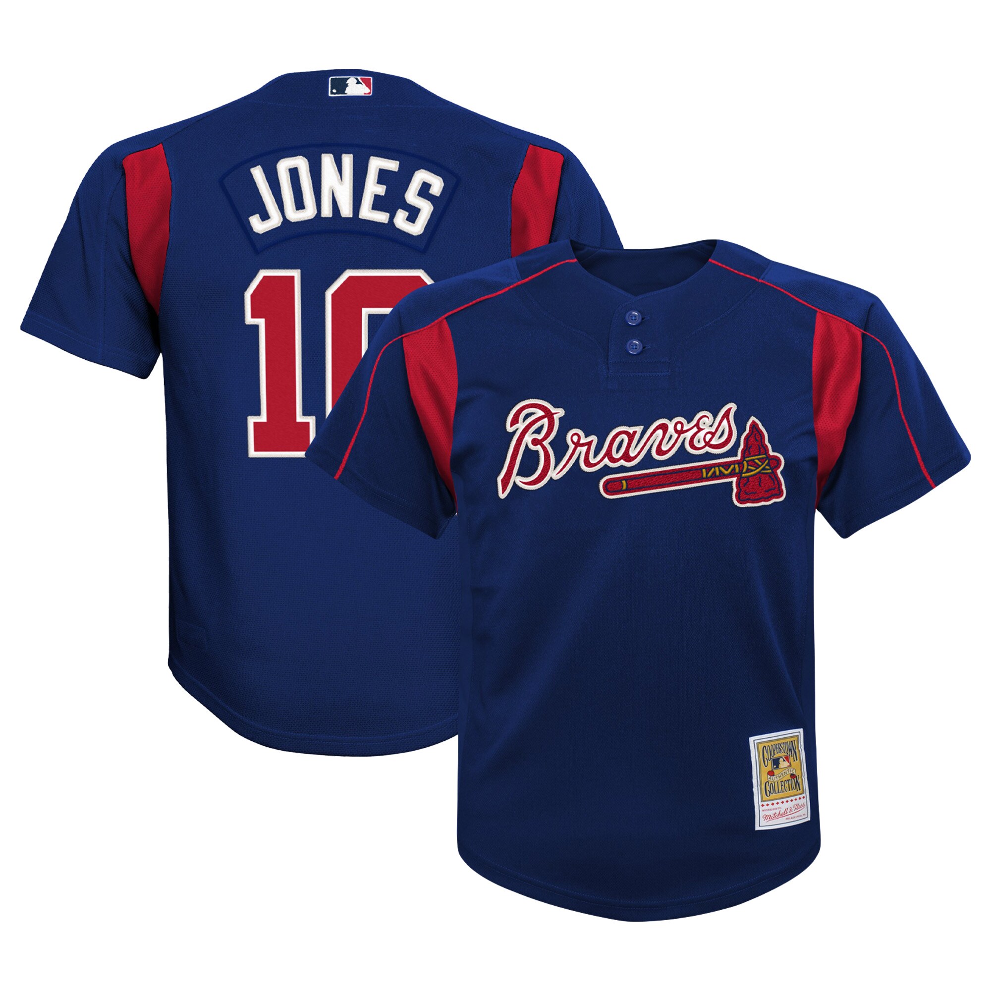 Youth Atlanta Braves Chipper Jones Mitchell & Ness Navy Cooperstown Collection Mesh Batting Practice Jersey