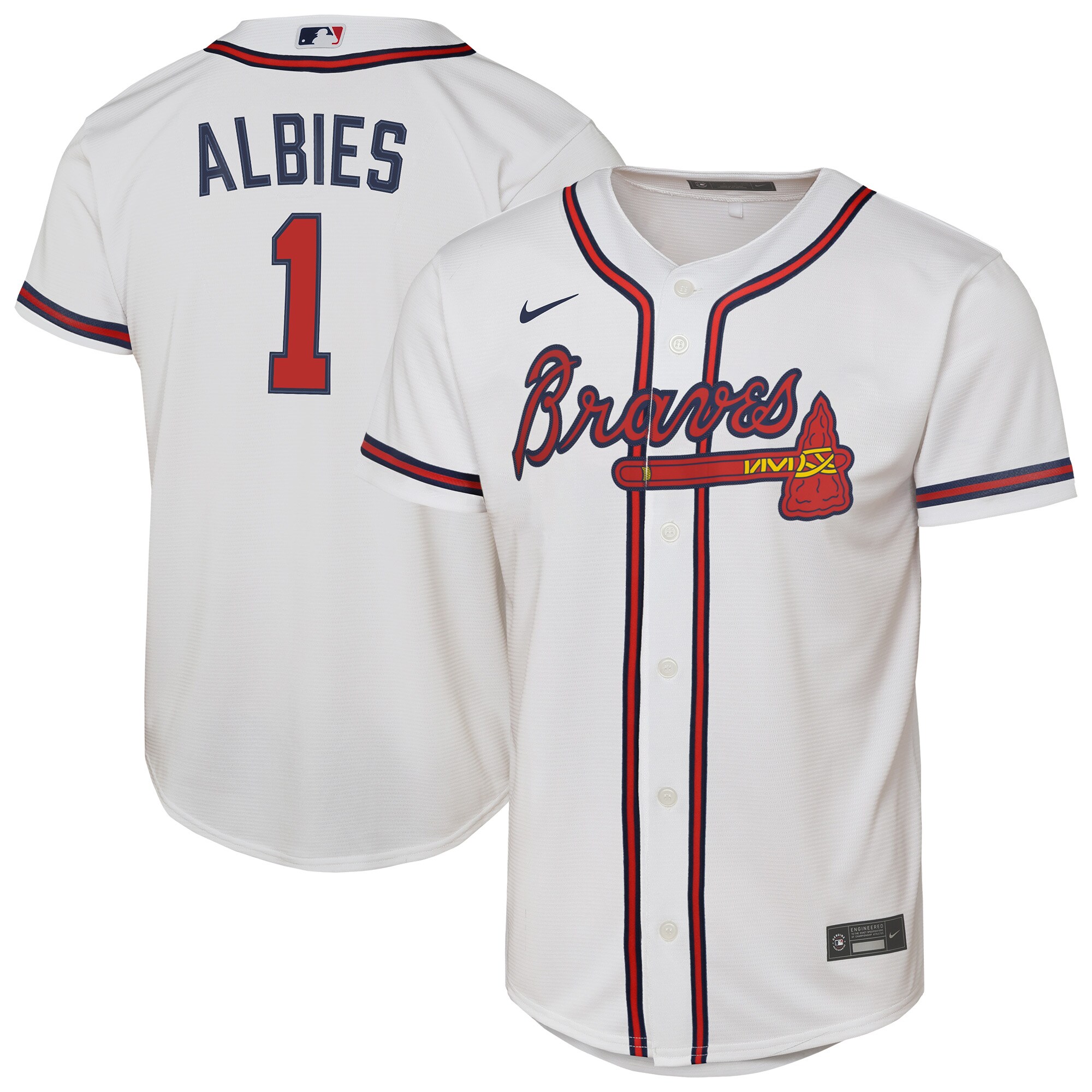 Youth Atlanta Braves Ozzie Albies White Home Player Jersey