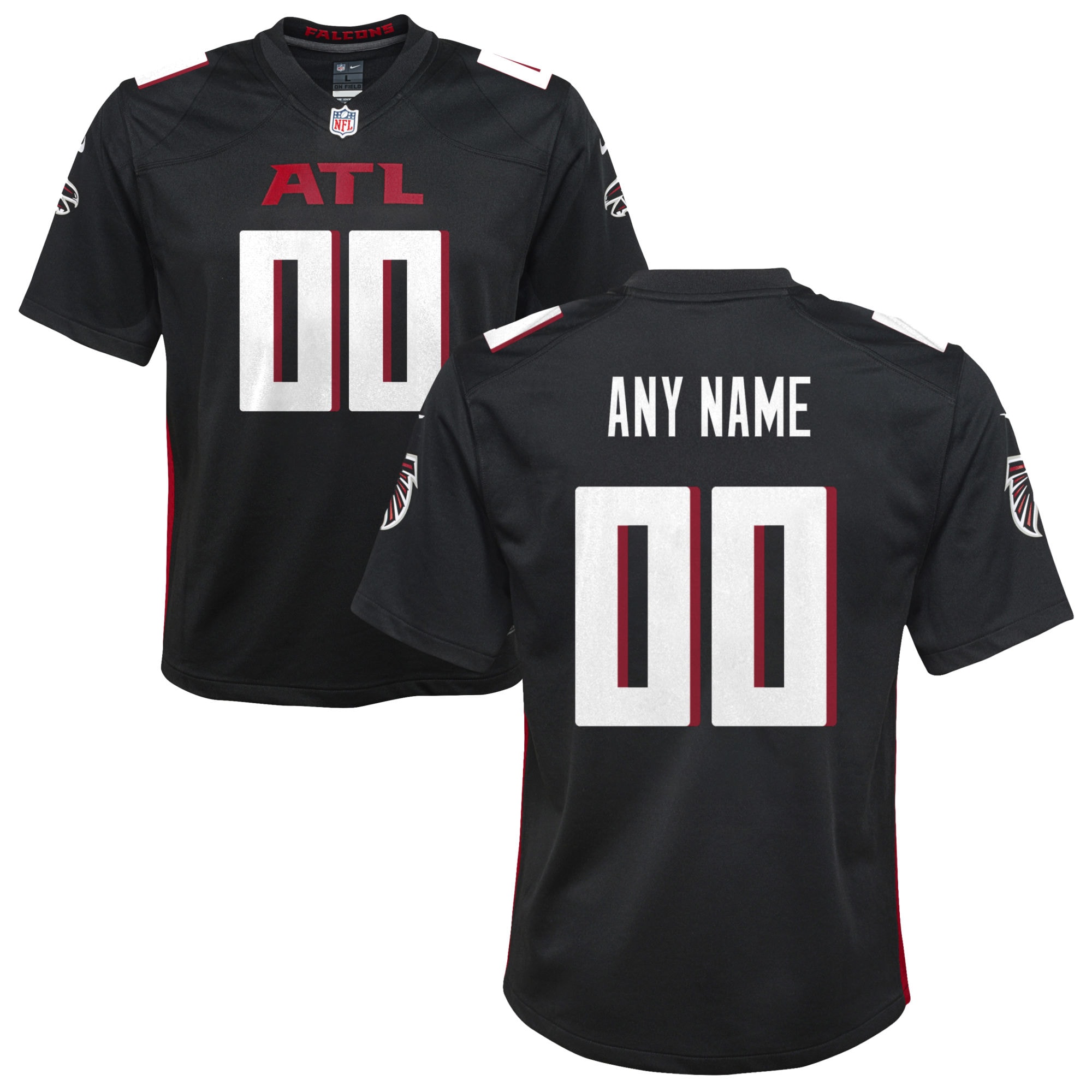 Youth Atlanta Falcons Black Custom Game Jersey Js2055