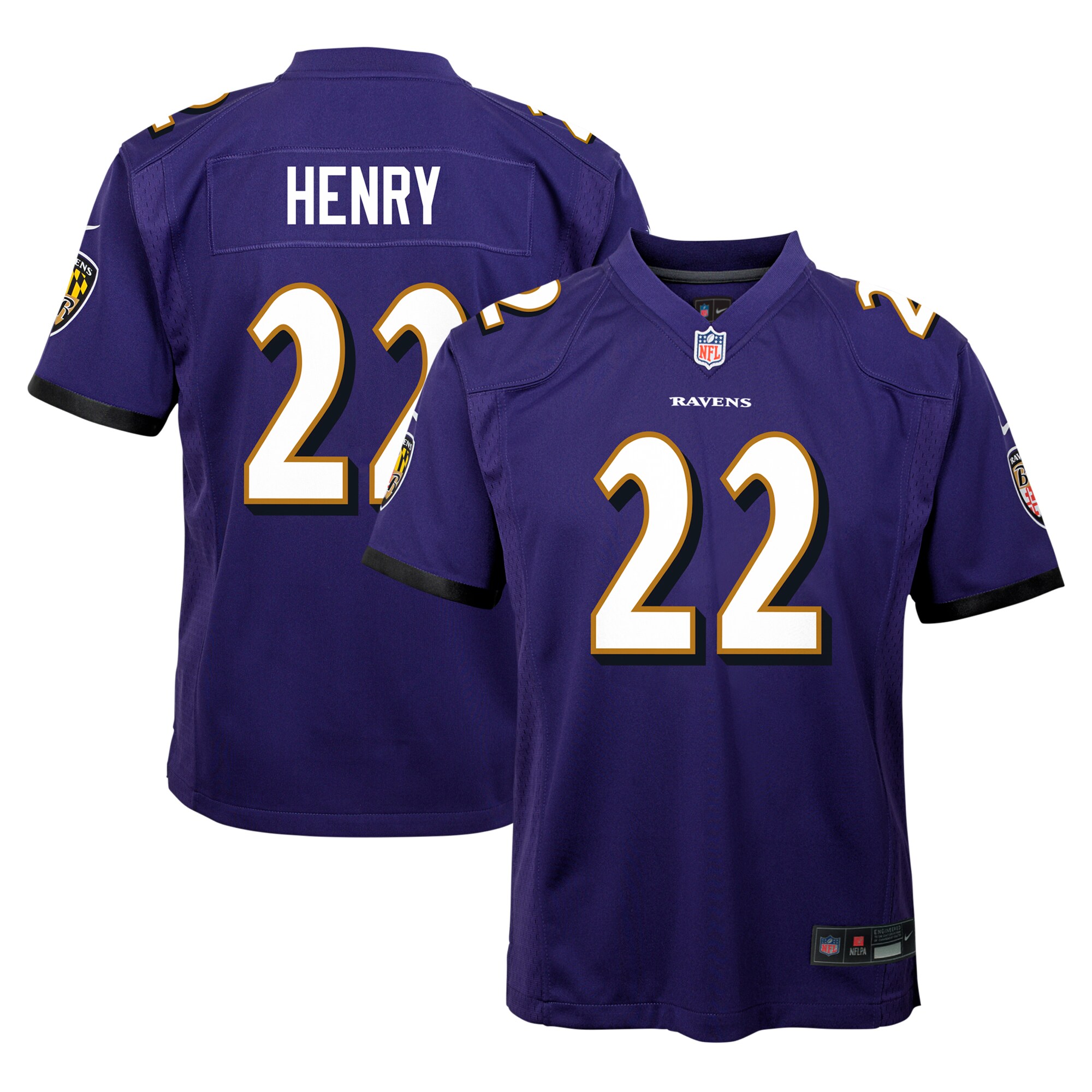 Youth Baltimore Ravens Derrick Henry Purple Team Player Game Jersey Js8381