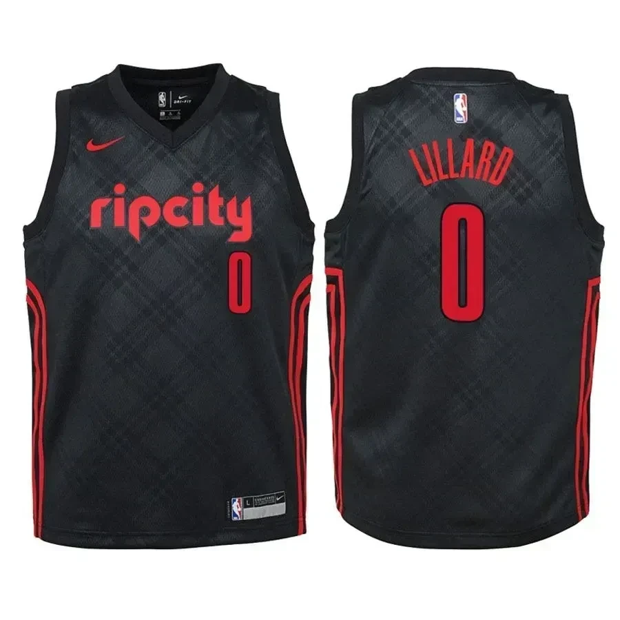 Youth Blazers Damian Lillard 0 City Edition Black Jersey