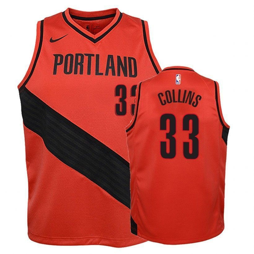 Youth Blazers Zach Collins 33 Statet Red Jersey