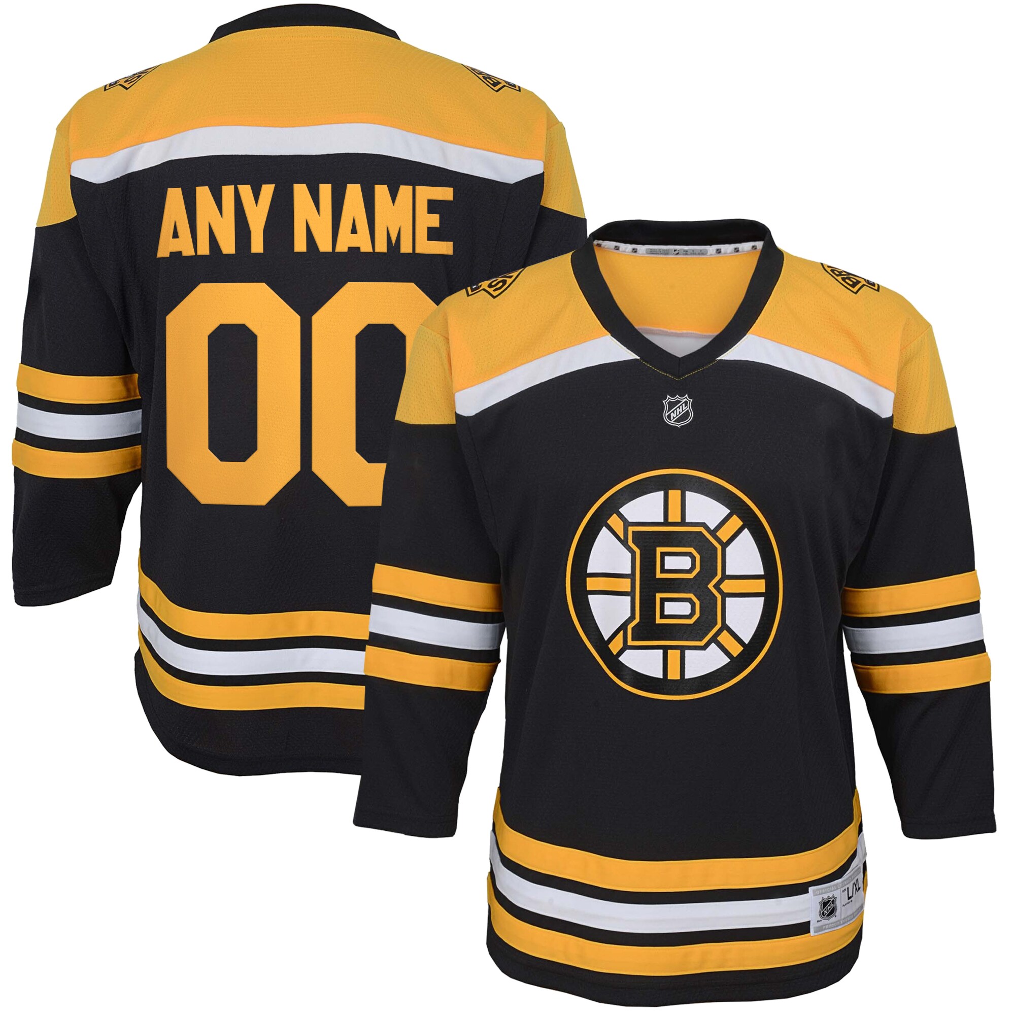 Youth Boston Bruins Black Home Custom Jersey