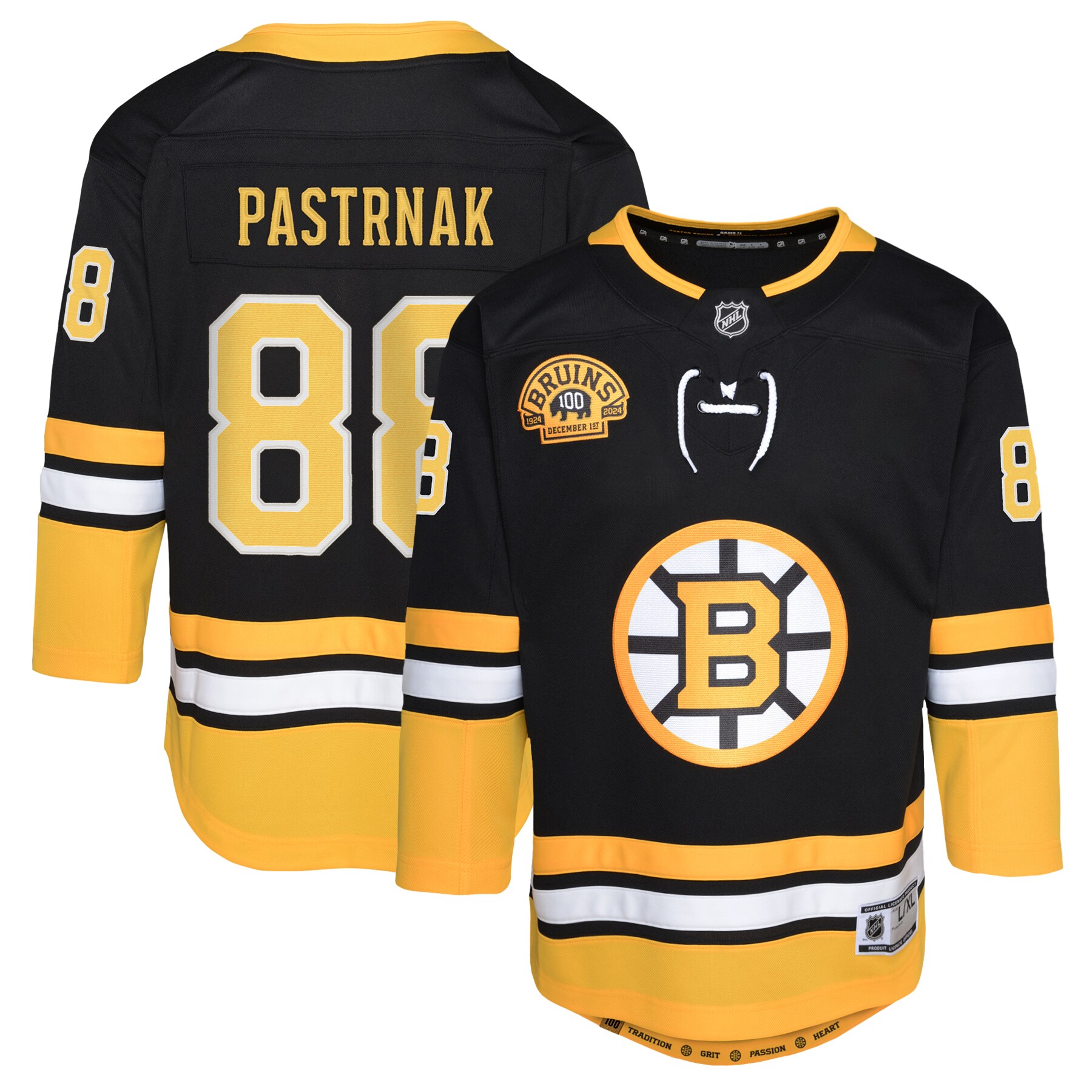 Youth Boston Bruins David Pastrnak Black 100th Anniversary Premier Player Jersey