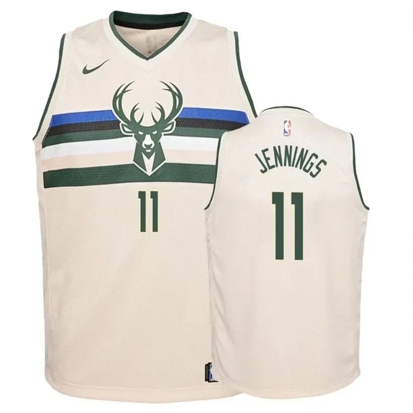 Youth Bucks Brandon Jennings 11 City Cream Jersey