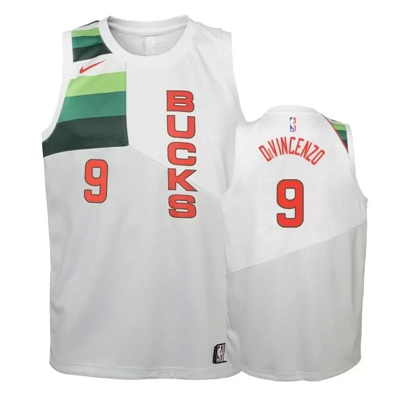 Youth Bucks Donte Divincenzo 9 2018-19 Earned White Jersey