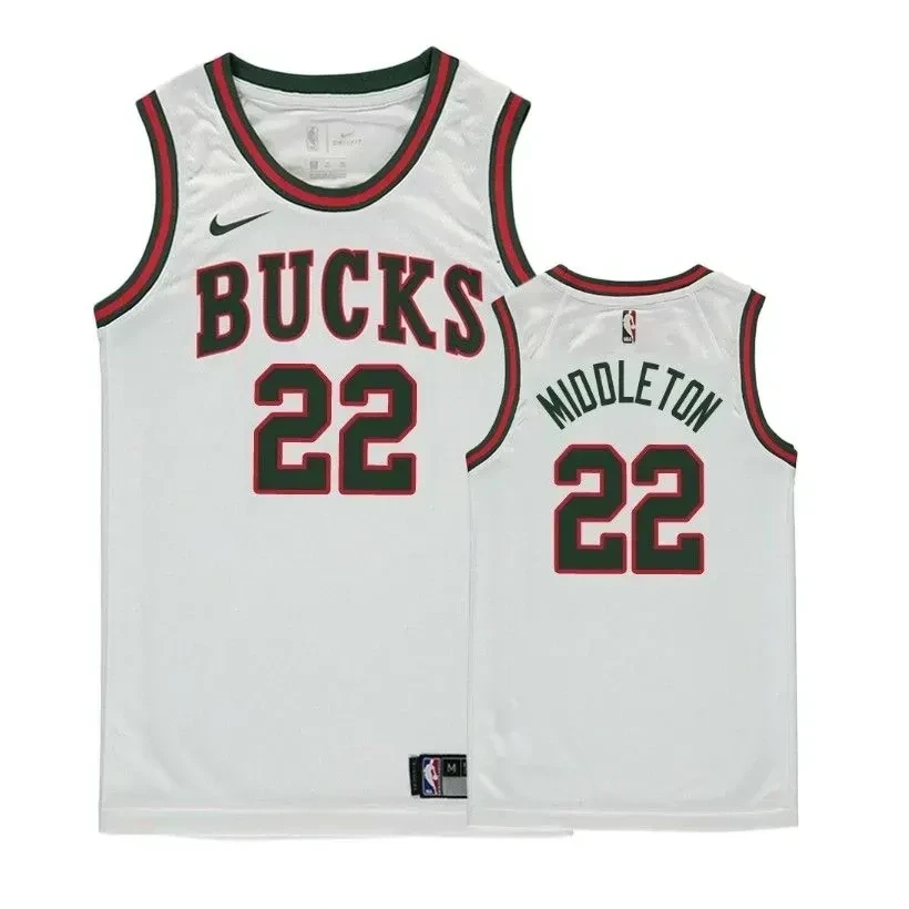 Youth Bucks Khris Middleton 22 Classic Edition White Jersey
