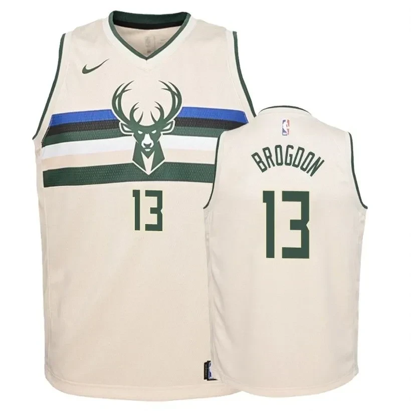 Youth Bucks Malcolm Brogdon 13 City Cream Jersey