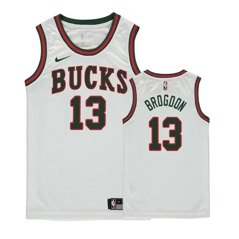 Youth Bucks Malcolm Brogdon 13 Classic Edition White Jersey