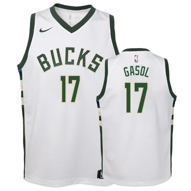 Youth Bucks Pau Gasol 17 Association White Jersey