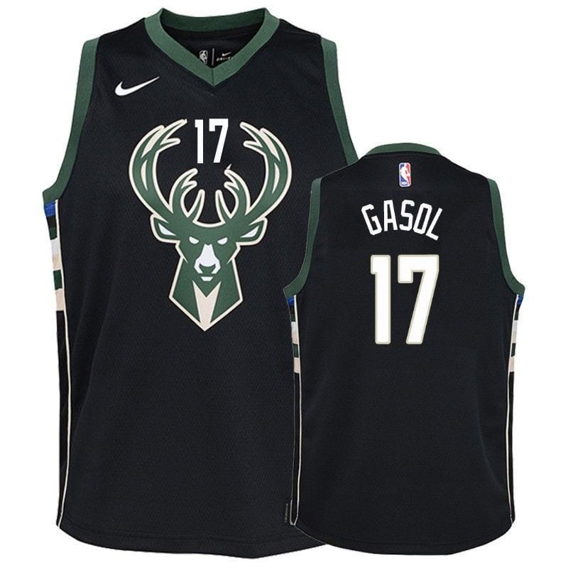 Youth Bucks Pau Gasol 17 Statet Black Jersey