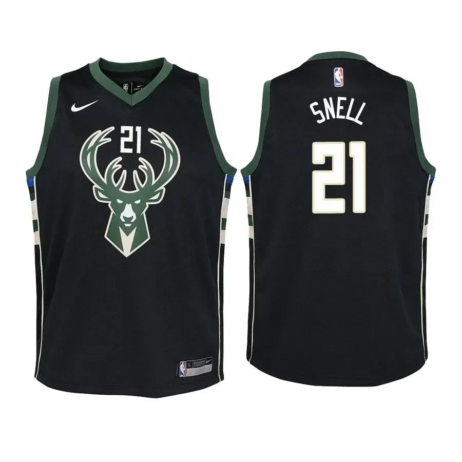 Youth Bucks Tony Snell 21 Statet Black Jersey