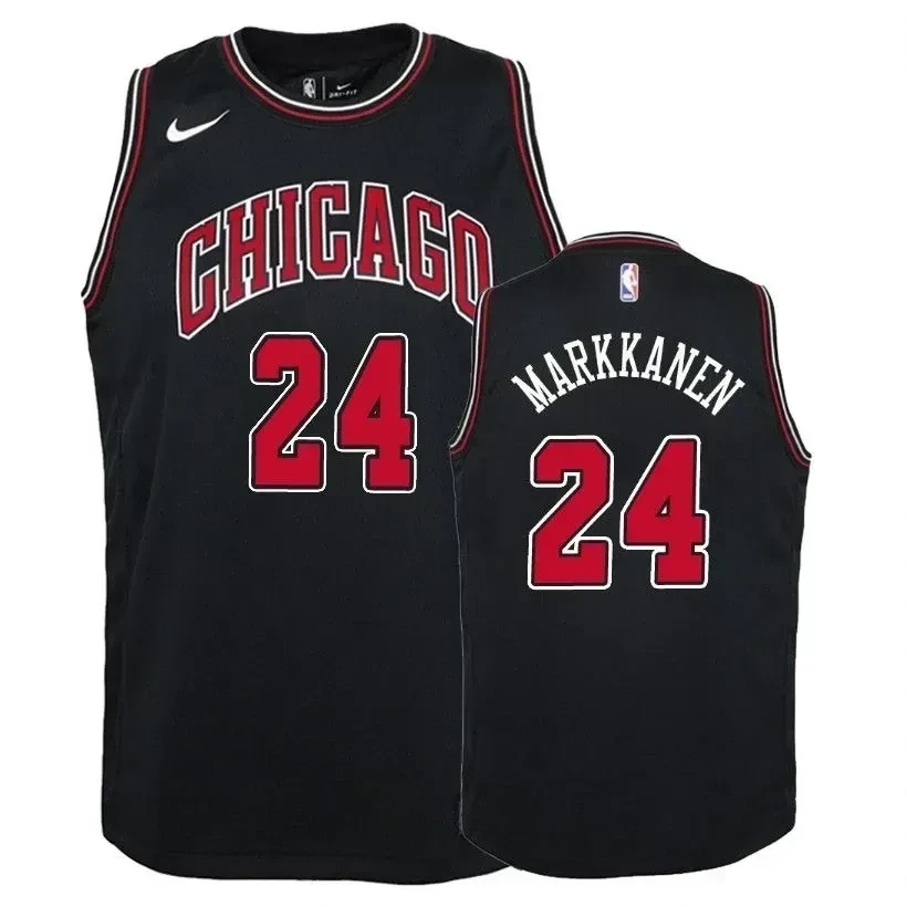 Youth Bulls Lauri Markkanen 24 Statet Black Jersey
