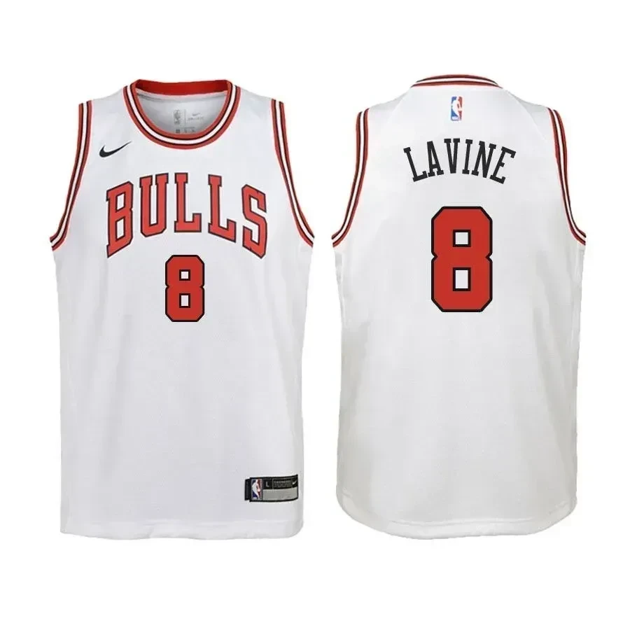 Youth Bulls Zach Lavine 8 Association Edition White Jersey