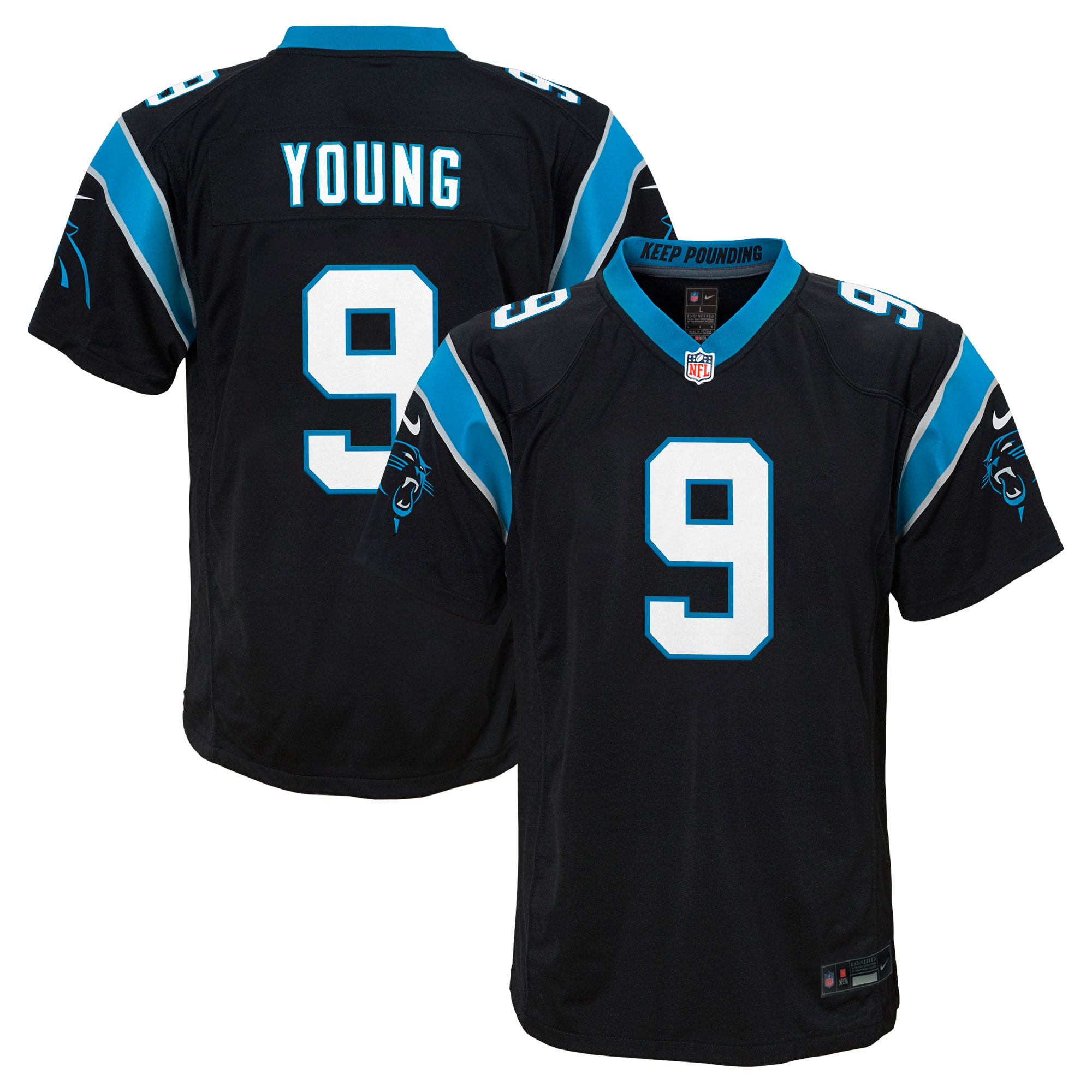 Youth Carolina Panthers Bryce Young Black Game Jersey Js7837