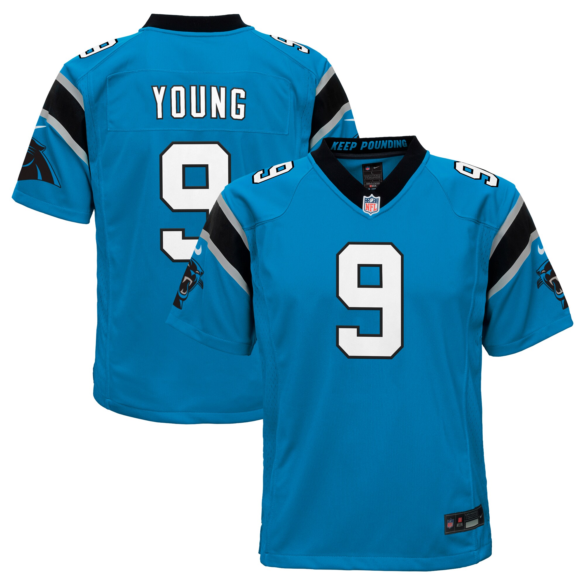 Youth Carolina Panthers Bryce Young Blue Game Jersey Js6739