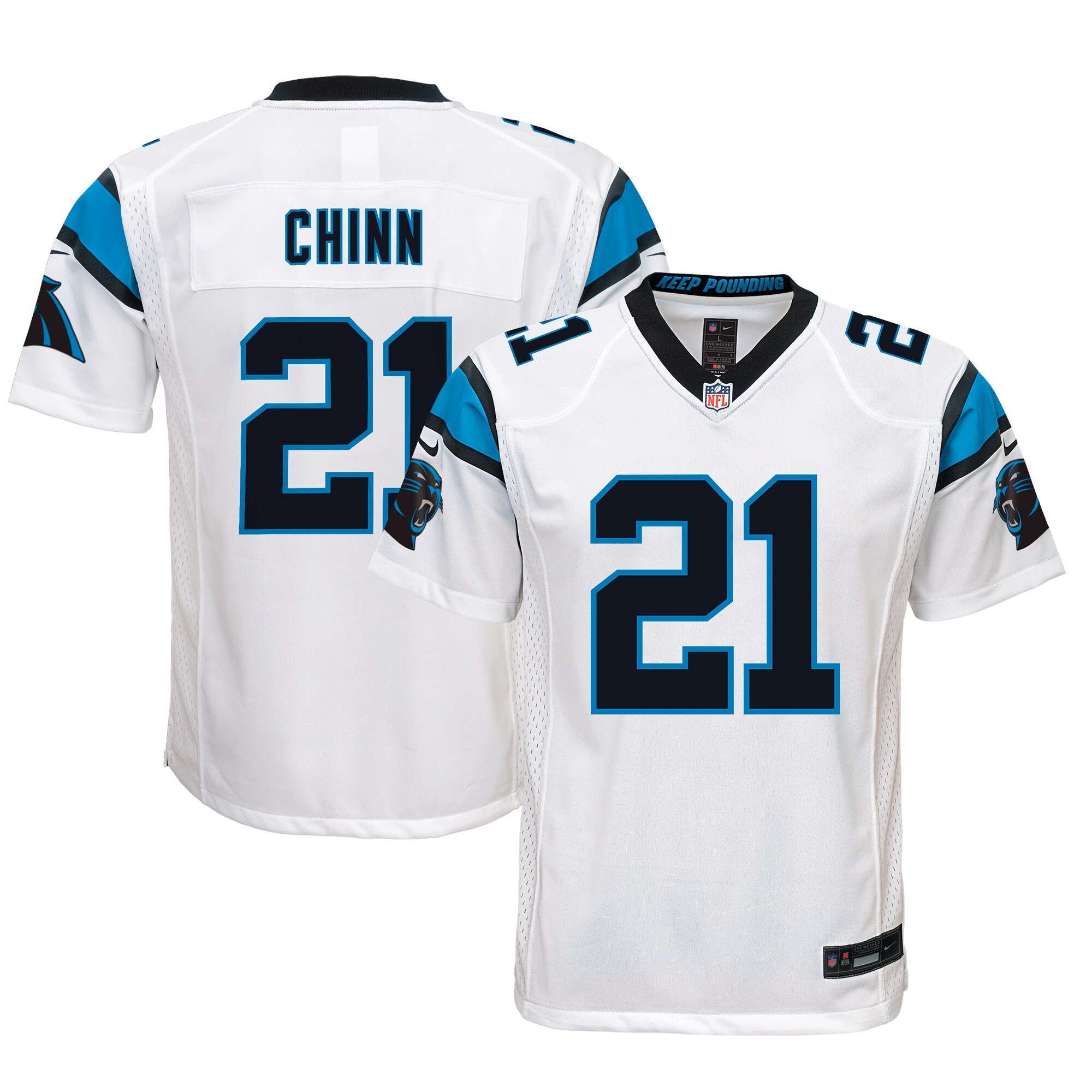 Youth Carolina Panthers Jeremy Chinn White Game Jersey Js4491