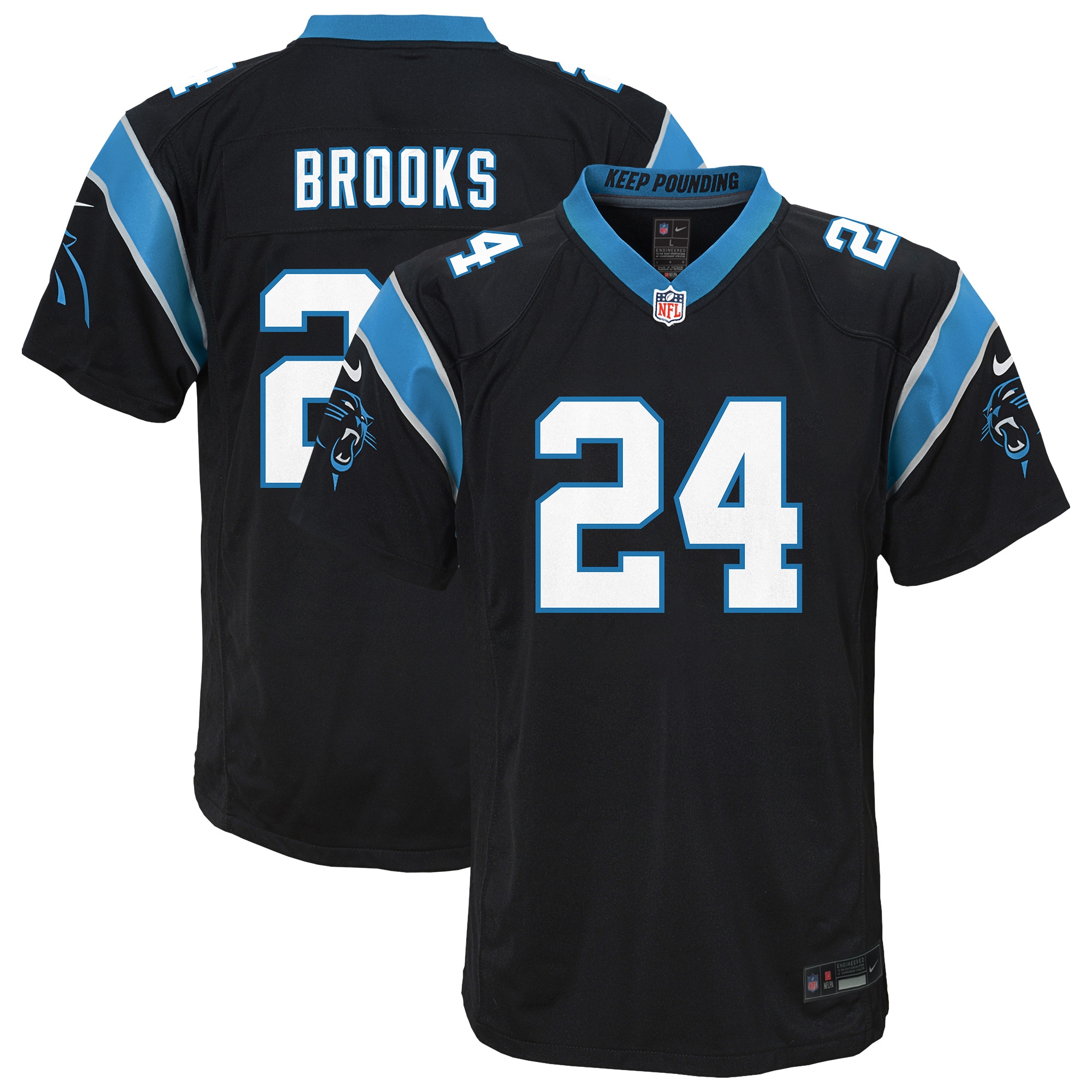 Youth Carolina Panthers Jonathon Brooks Black Team Game Jersey Js3387