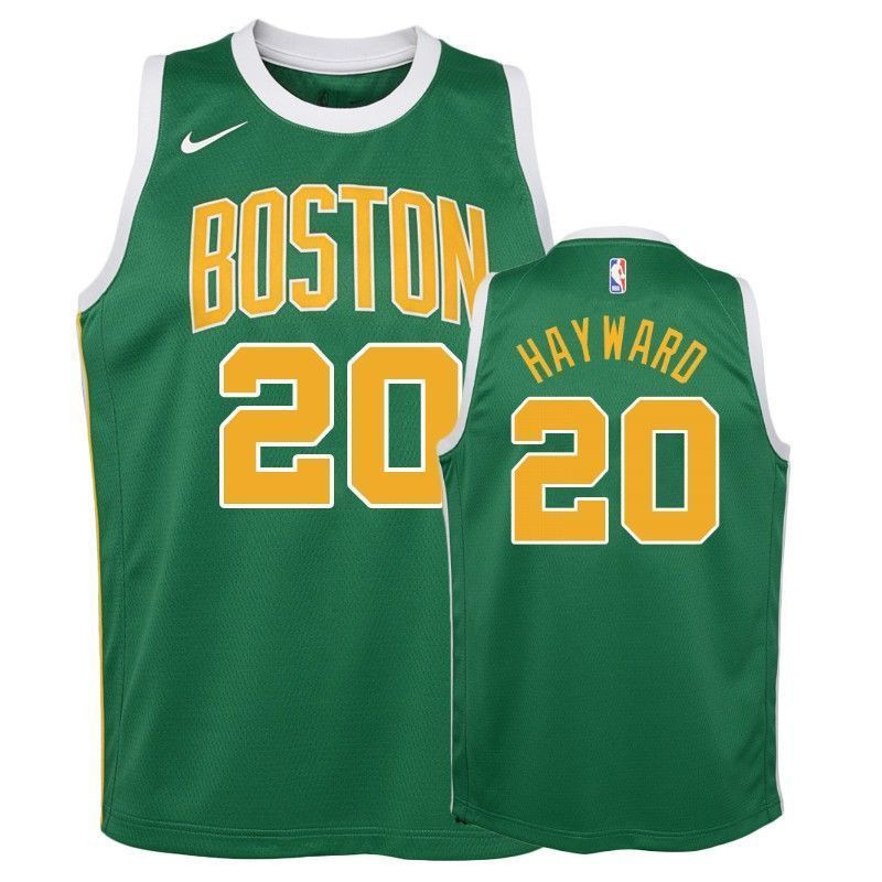 Youth Celtics Gordon Hayward 20 2018-19 Earned Green Jersey