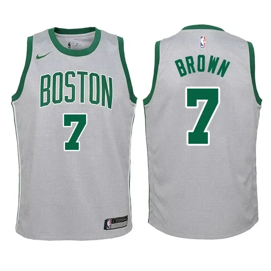 Youth Celtics Jaylen Brown 7 City Edition Gray Jersey