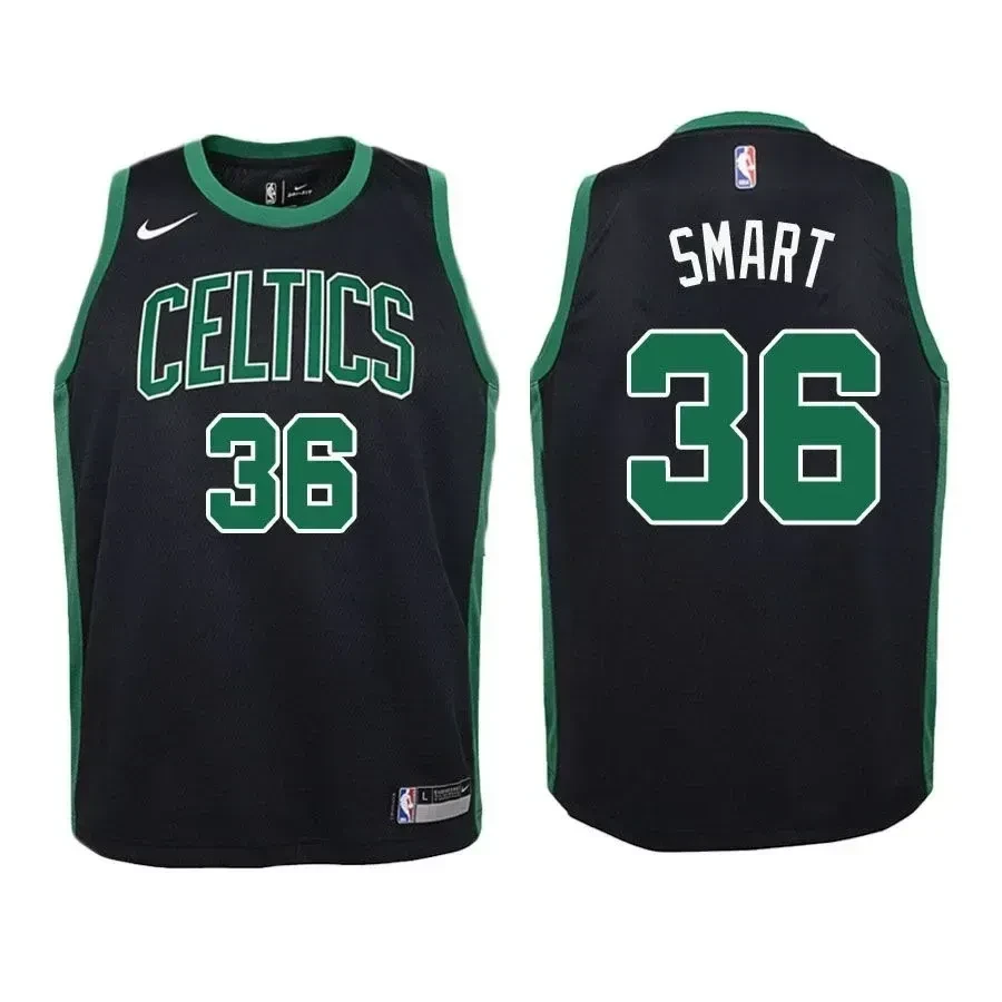 Youth Celtics Marcus Smart 36 Statet Edition Black Jersey