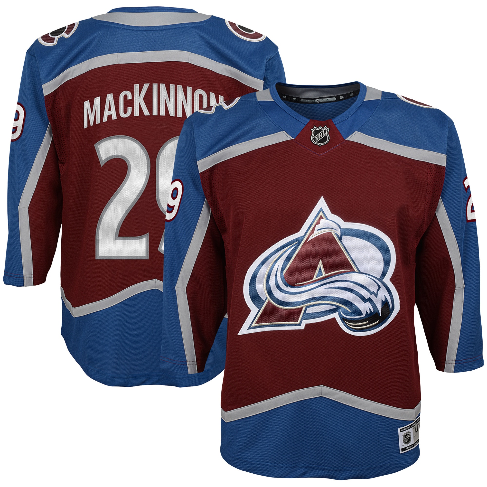 Youth Colorado Avalanche Nathan Mackinnon Burgundy Premier Player Jersey