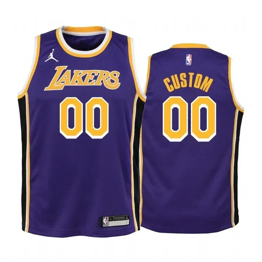 Youth Custom Los Angeles Lakers Purple Statet Jersey Jumpman