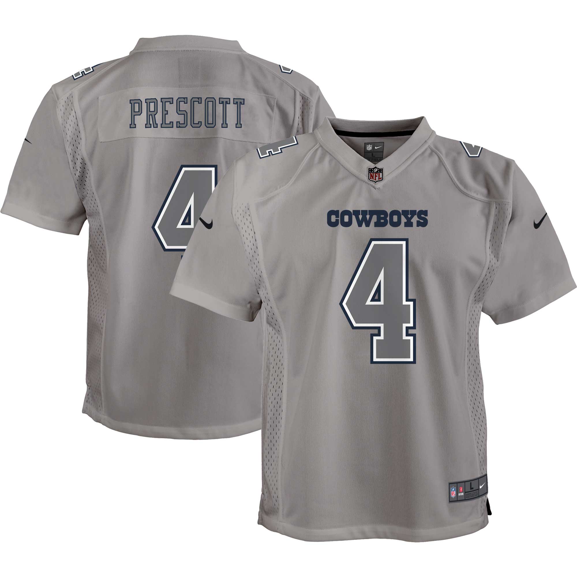 Youth Dallas Cowboys Dak Prescott Gray Atmosphere Game Jersey Js7118