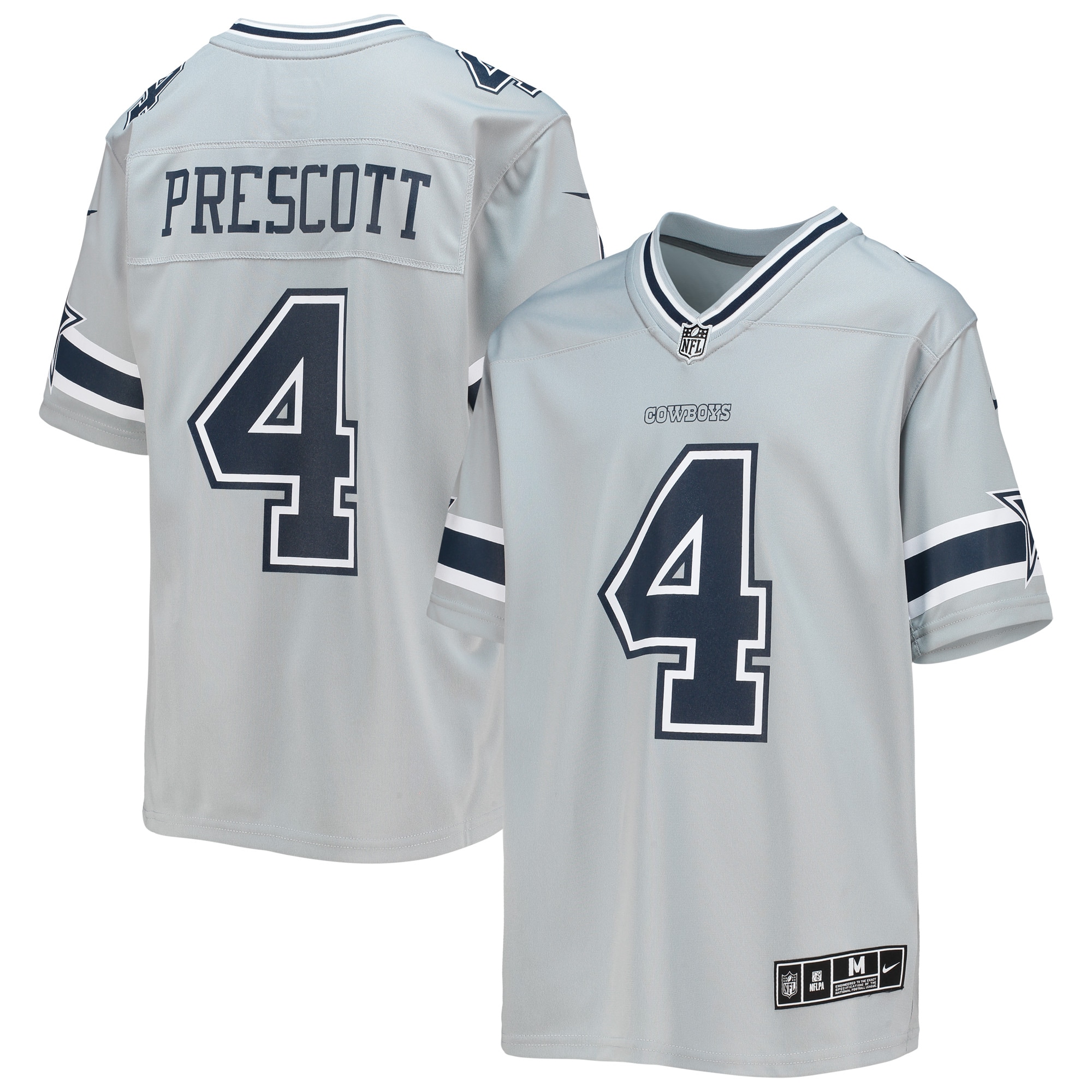 Youth Dallas Cowboys Dak Prescott Silver Inverted Team Game Jersey Js5913