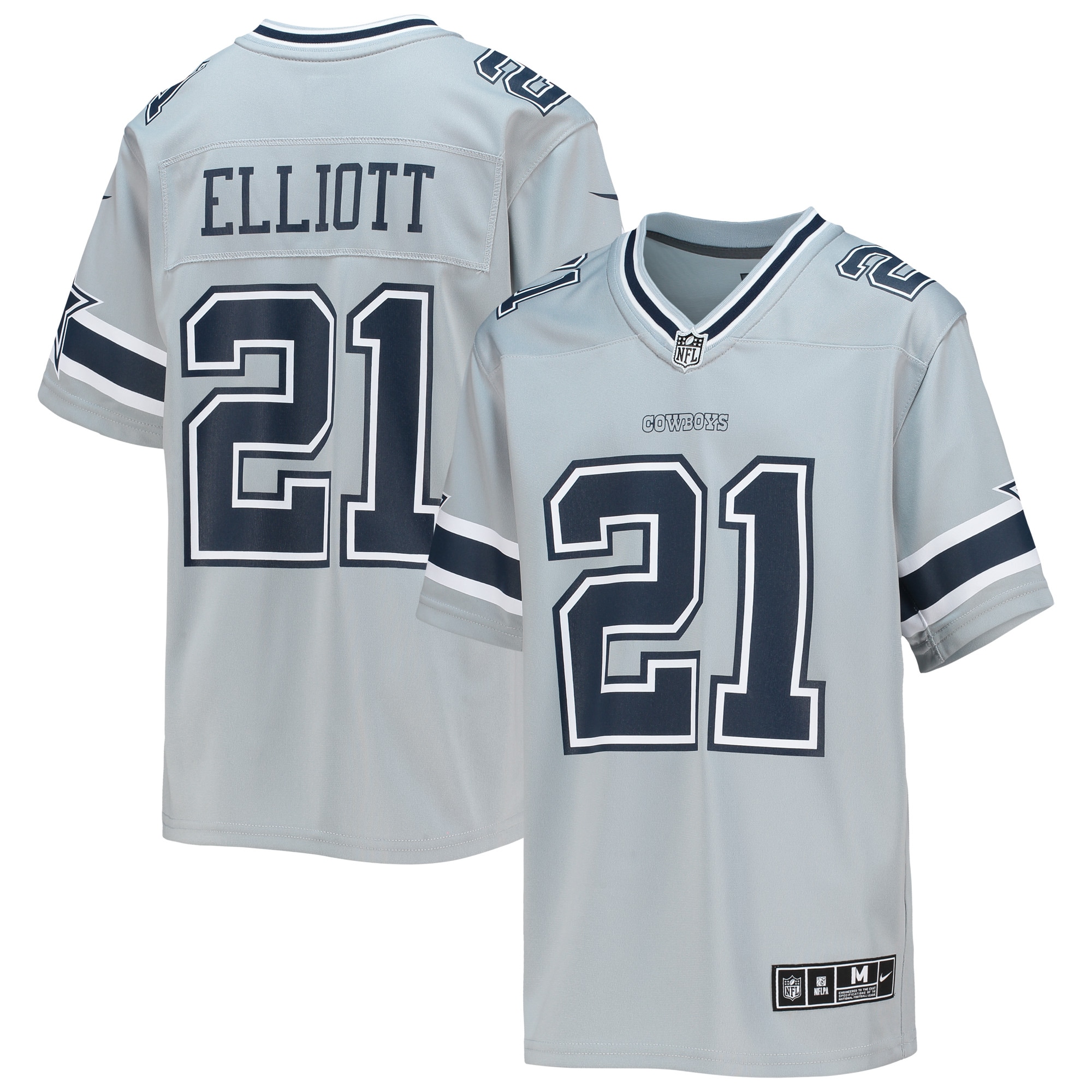 Youth Dallas Cowboys Ezekiel Elliott Silver Inverted Team Game Jersey Js3340