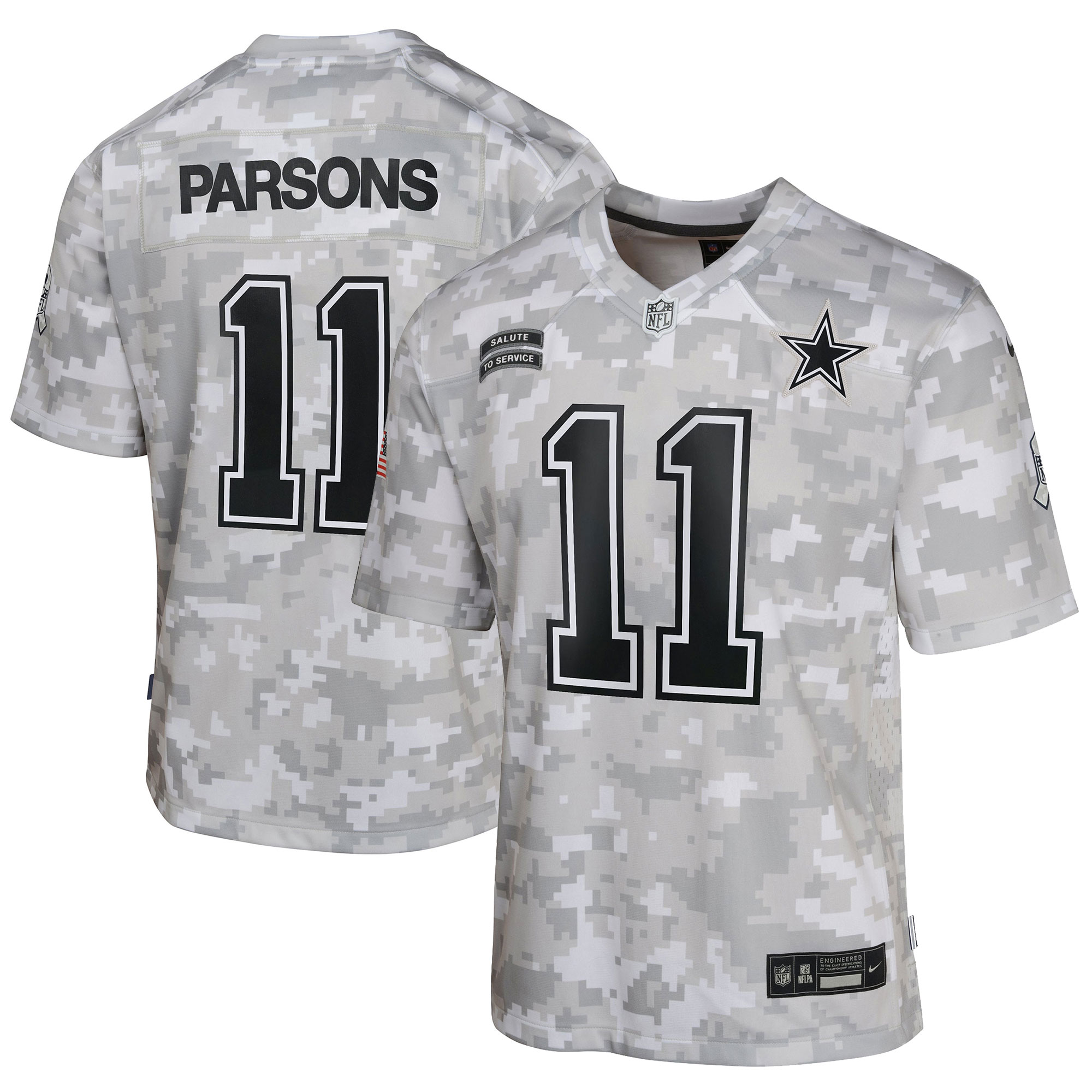 Youth Dallas Cowboys Micah Parsons Arctic Camo 2024 Salute To Service Game Jersey Js9614