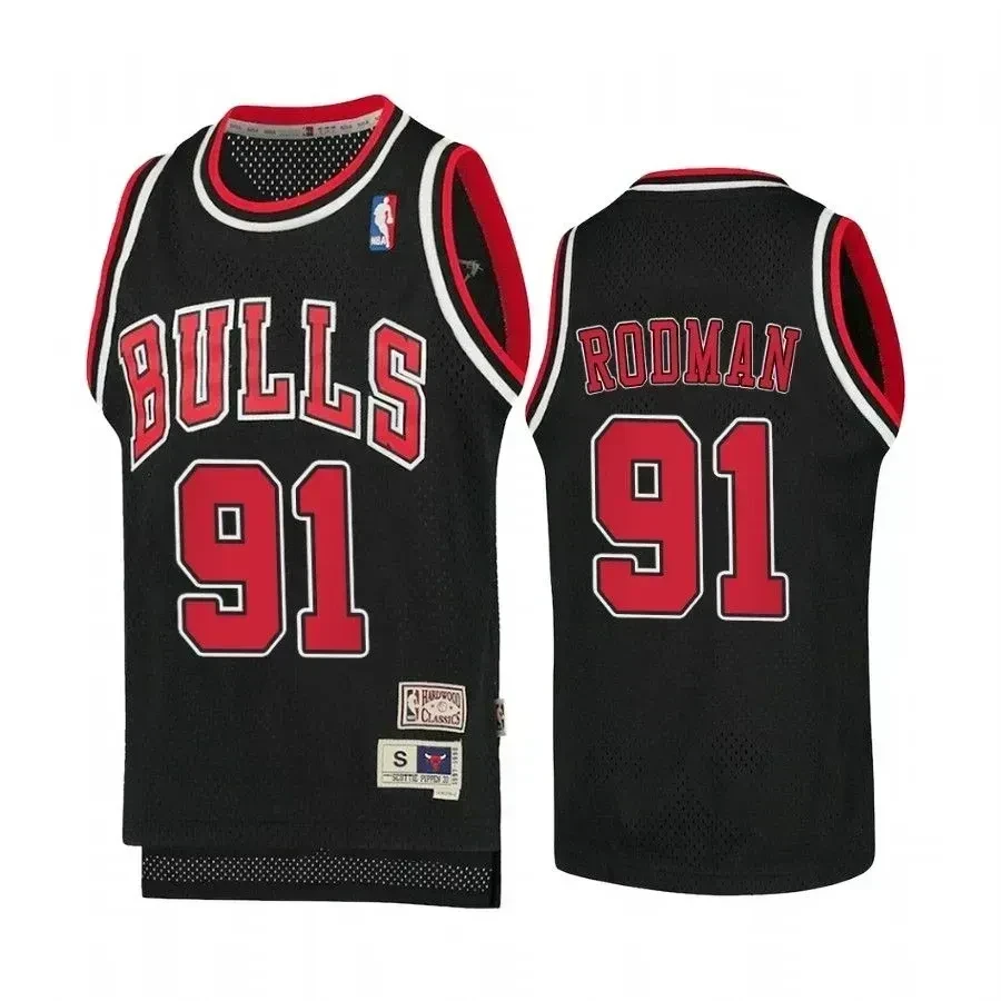 Youth Dennis Rodman Chicago Bulls Hardwood Classics Jersey - Black