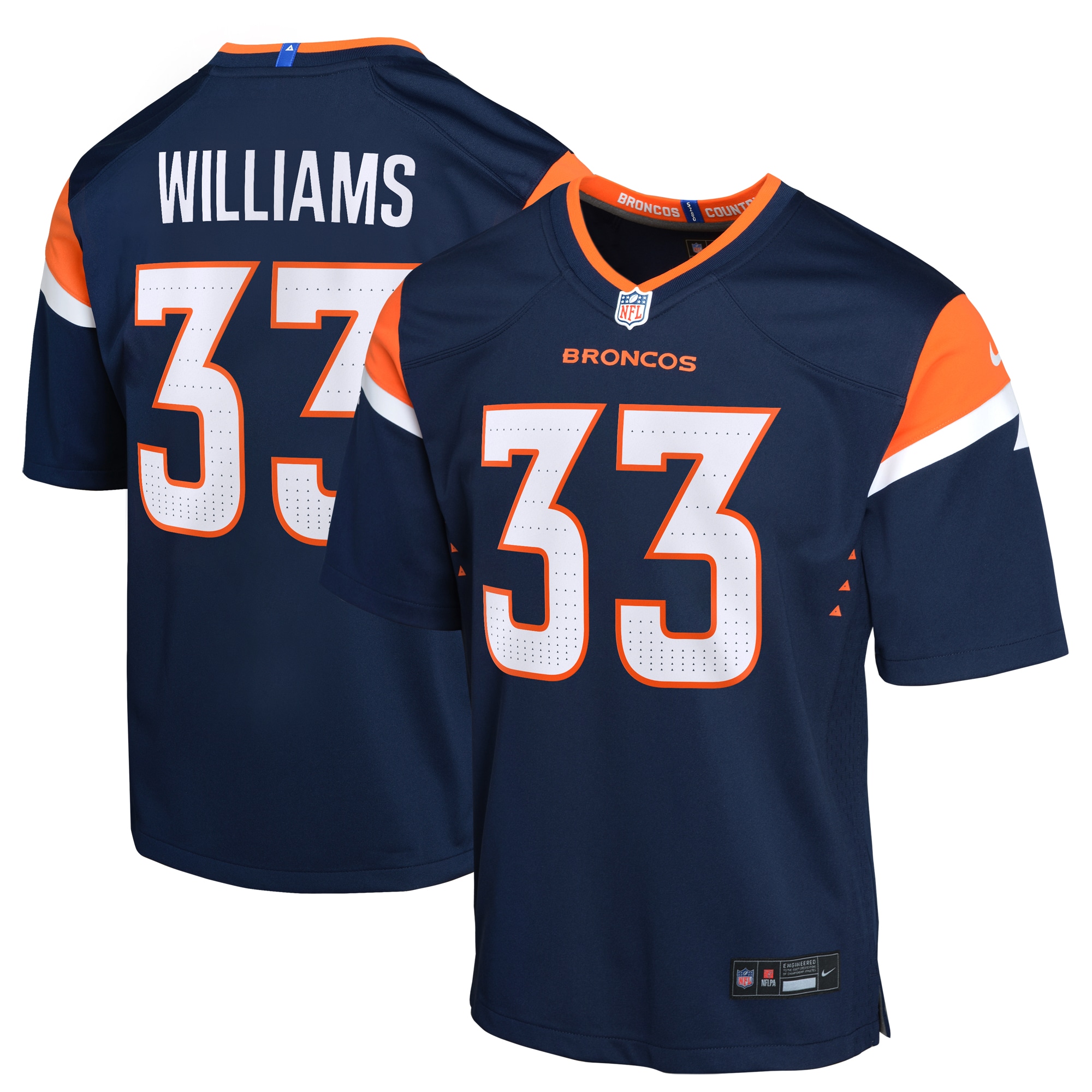 Youth Denver Broncos Javonte Williams Navy Mile High Collection Game Jersey Js6976