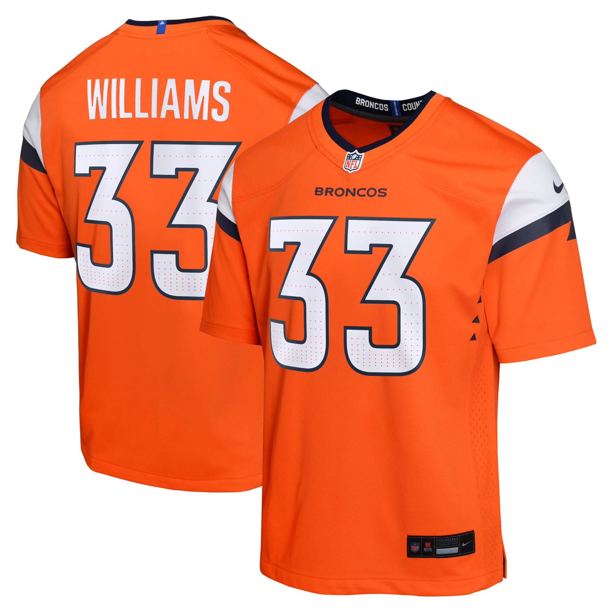 Youth Denver Broncos Javonte Williams Orange Mile High Collection Game Jersey Js5620