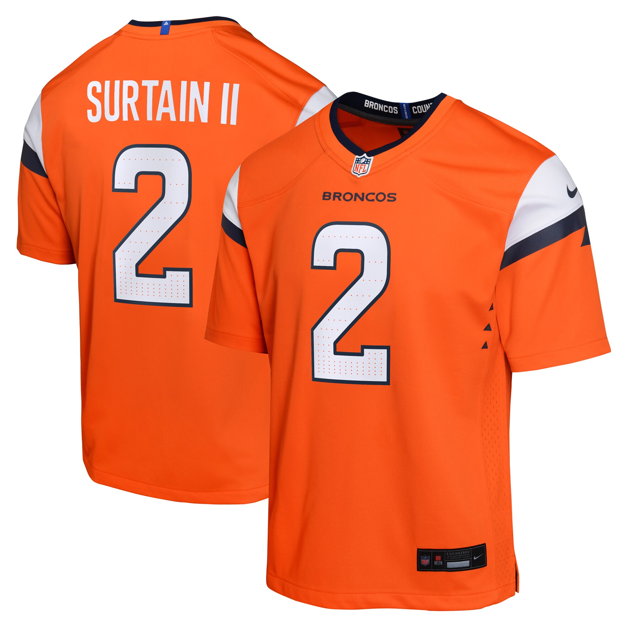 Youth Denver Broncos Patrick Surtain Ii Orange Mile High Collection Game Jersey Js9016