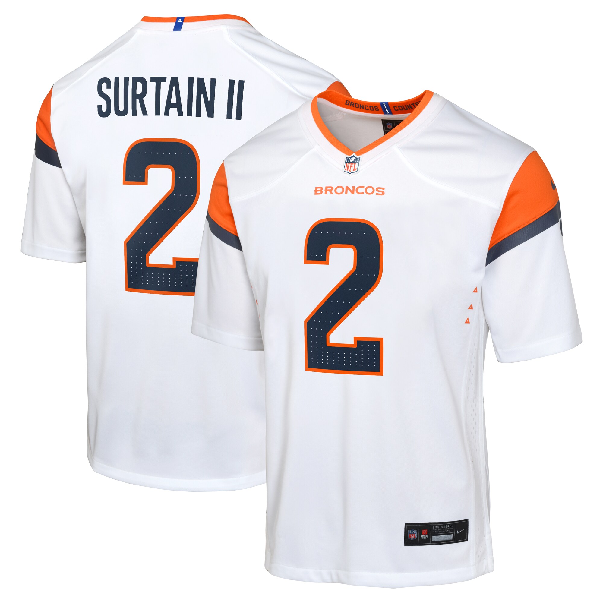Youth Denver Broncos Patrick Surtain Ii White Mile High Collection Game Jersey Js7923