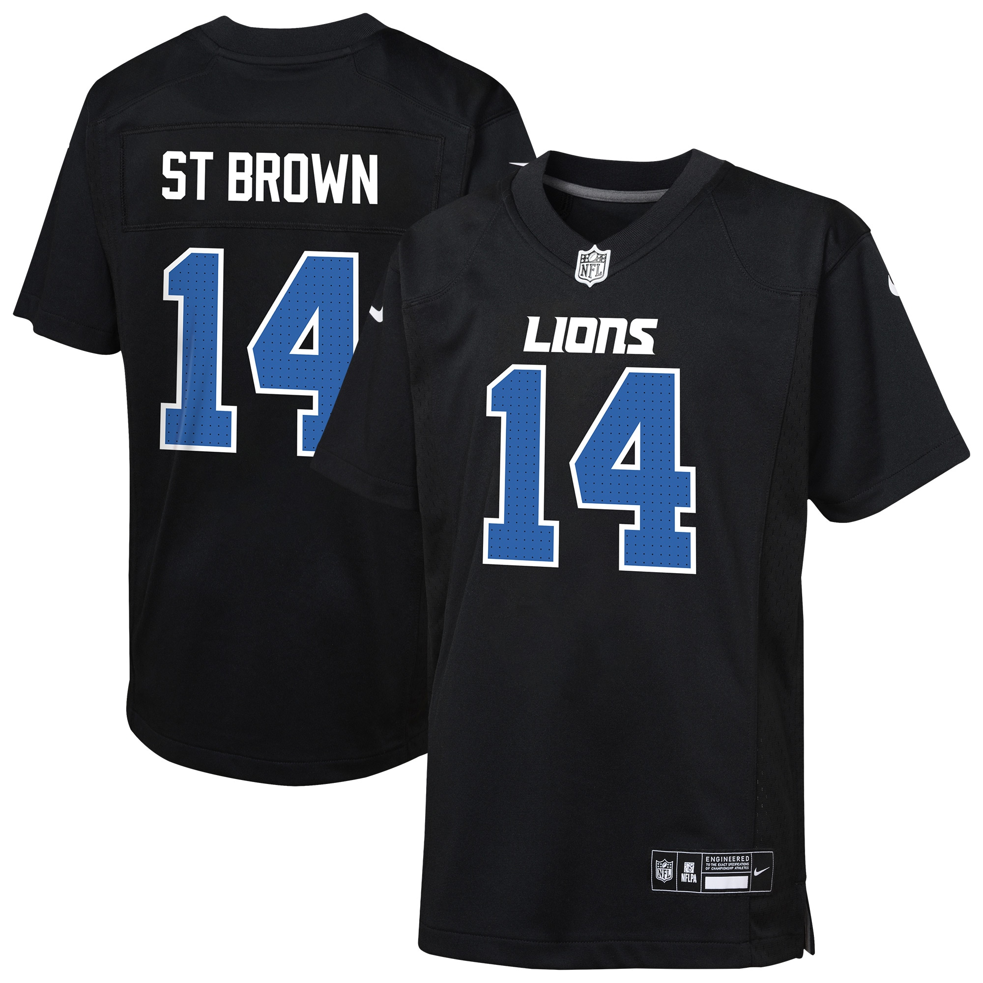 Youth Detroit Lions Amon-ra St. Brown Carbon Black Fashion Game Jersey Js4195