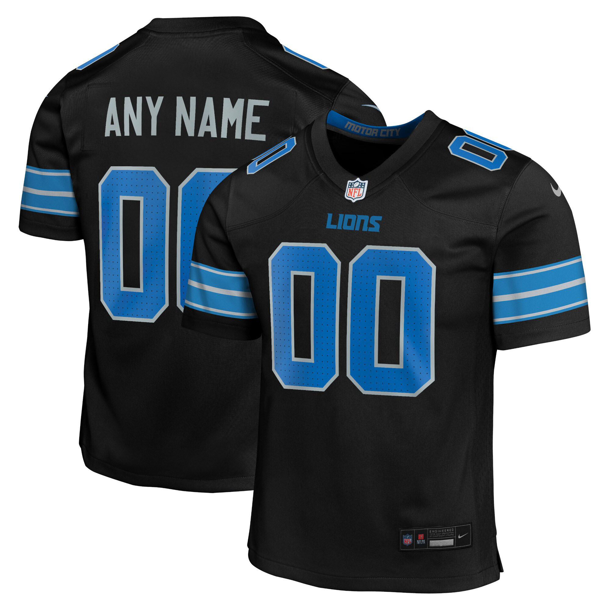 Youth Detroit Lions Black Alternate Custom Game Jersey Js9860