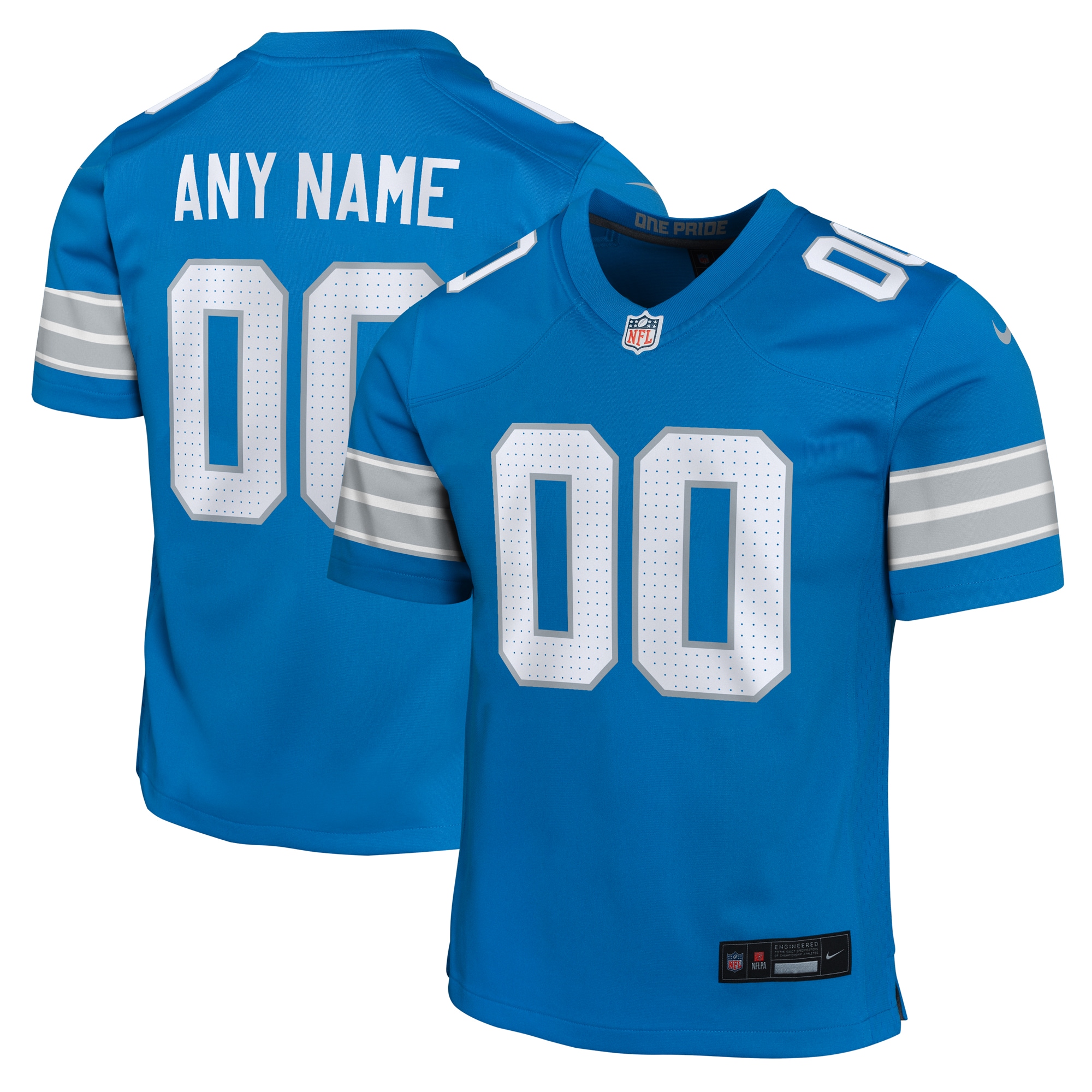 Youth Detroit Lions Blue Custom Game Jersey Js1178