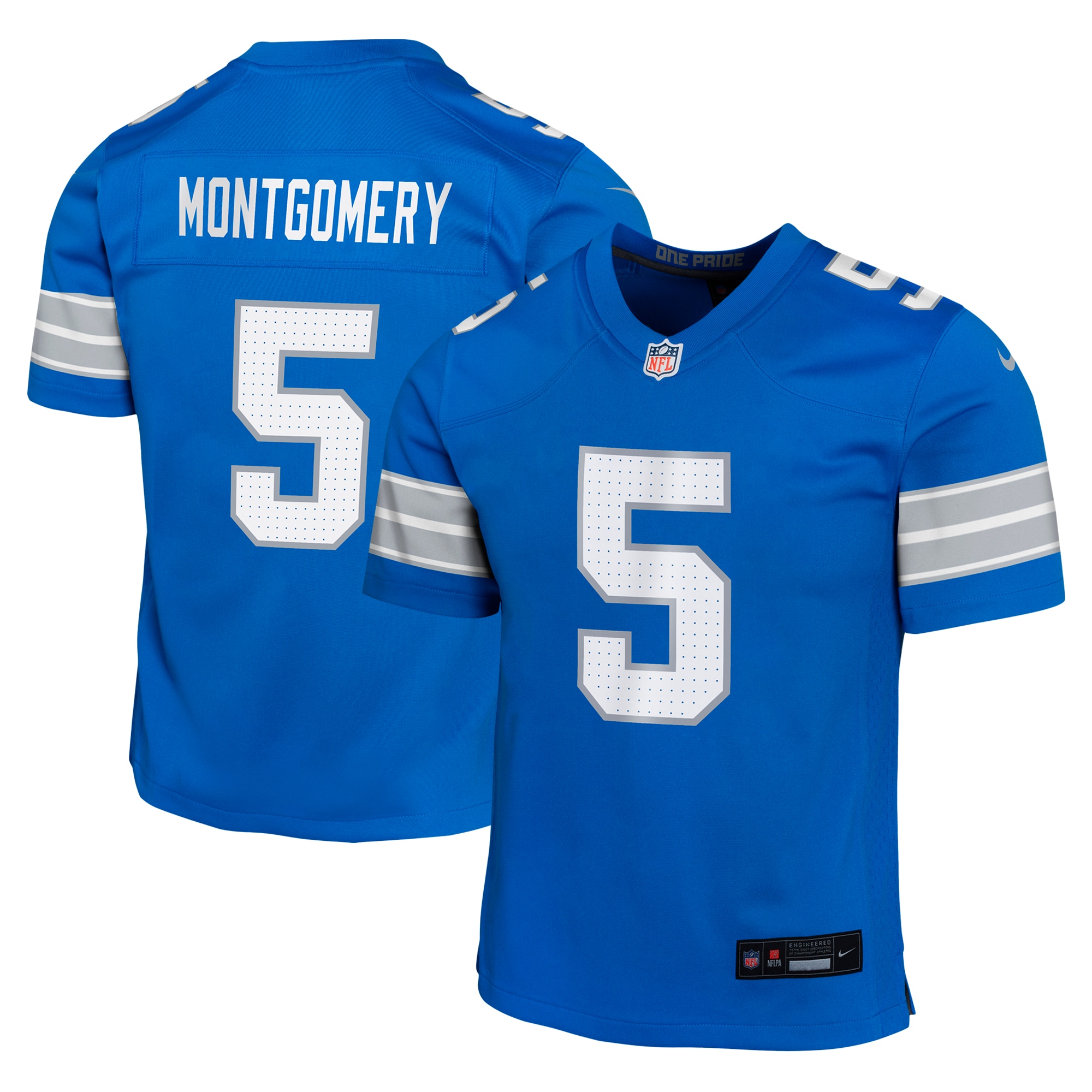 Youth Detroit Lions David Montgomery Blue Team Player Game Jersey Js8213