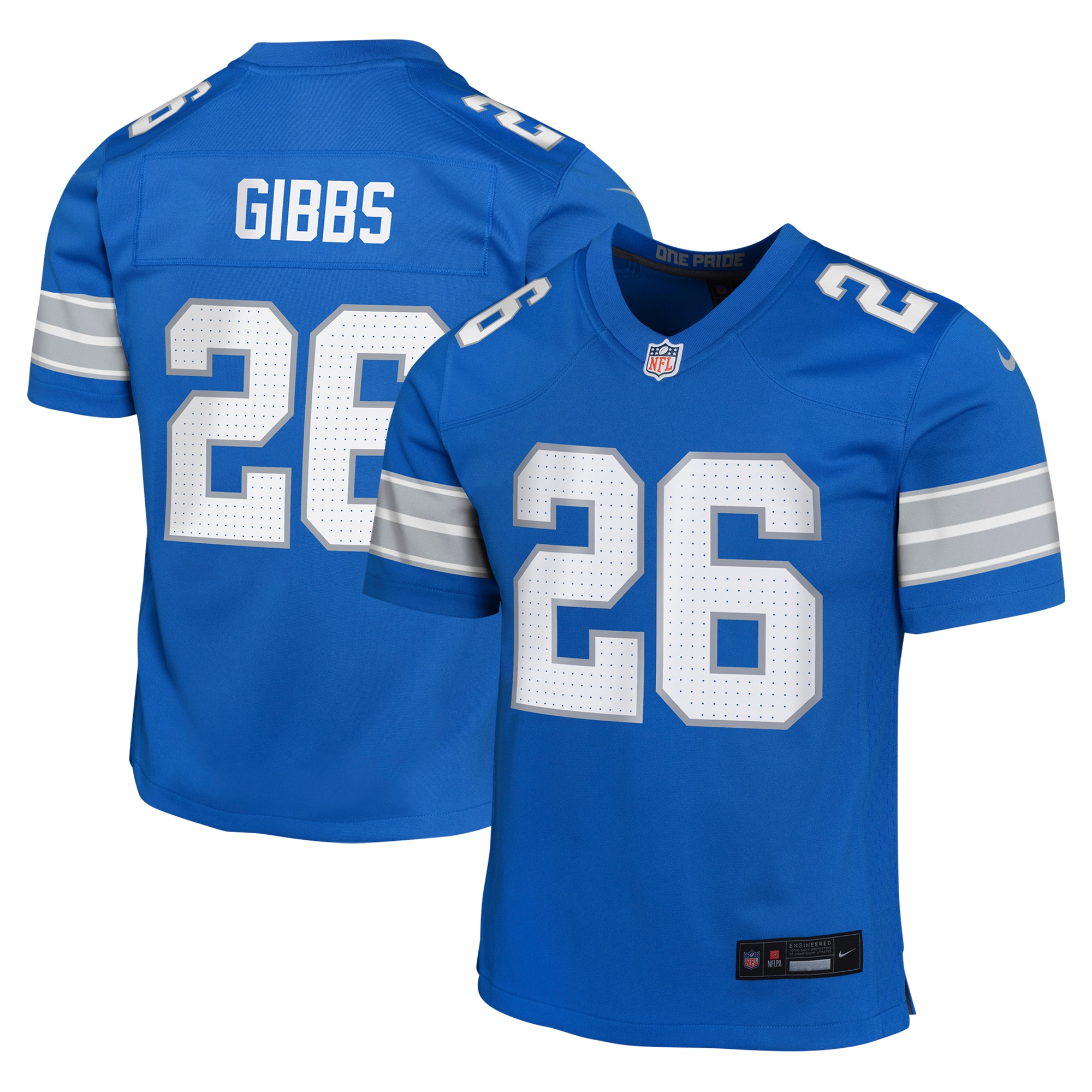 Youth Detroit Lions Jahmyr Gibbs Blue Team Player Game Jersey Js1750