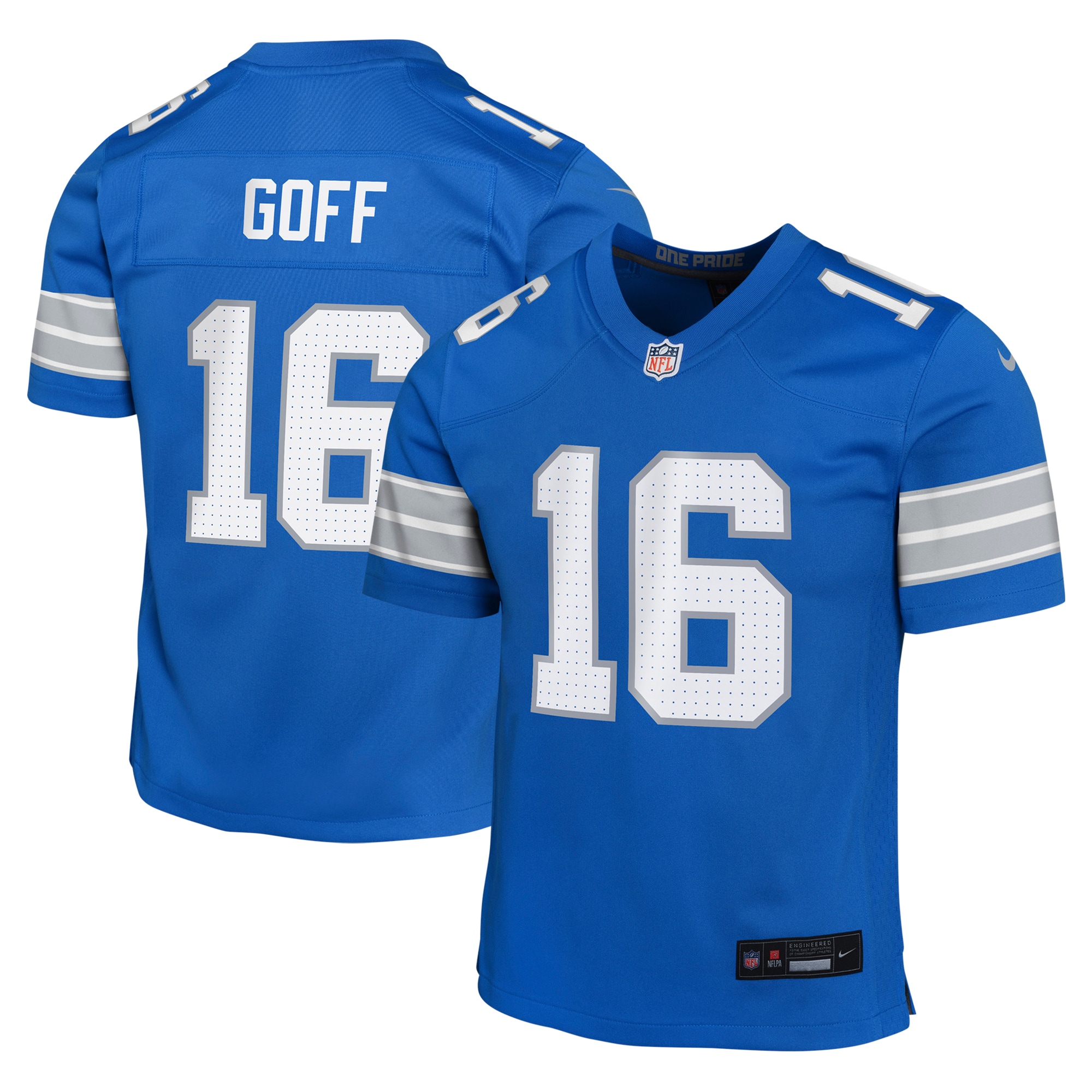 Youth Detroit Lions Jared Goff Blue Team Player Game Jersey Js9259