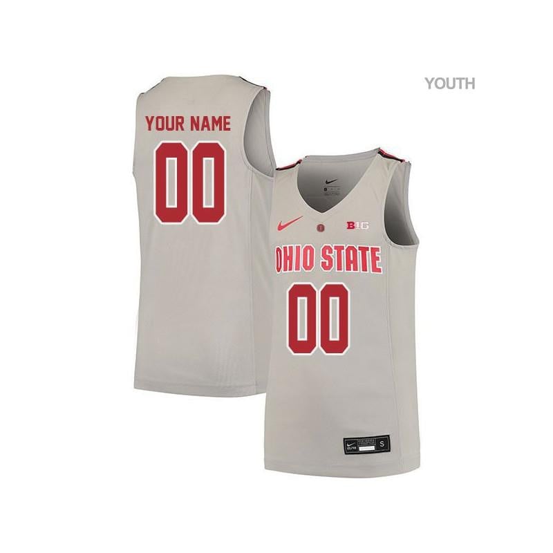 Youth Elite Gray Ohio State Buckeyes Custom Basketball Jersey
