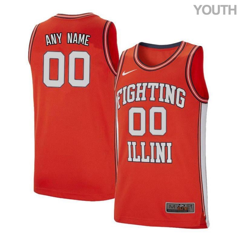 Youth Elite Orange Retro Illinois Fighting Illini Custom Basketball Jersey