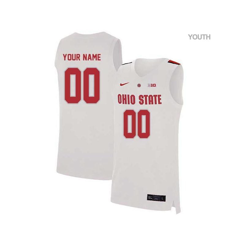 Youth Elite White Ohio State Buckeyes Custom Basketball Jersey