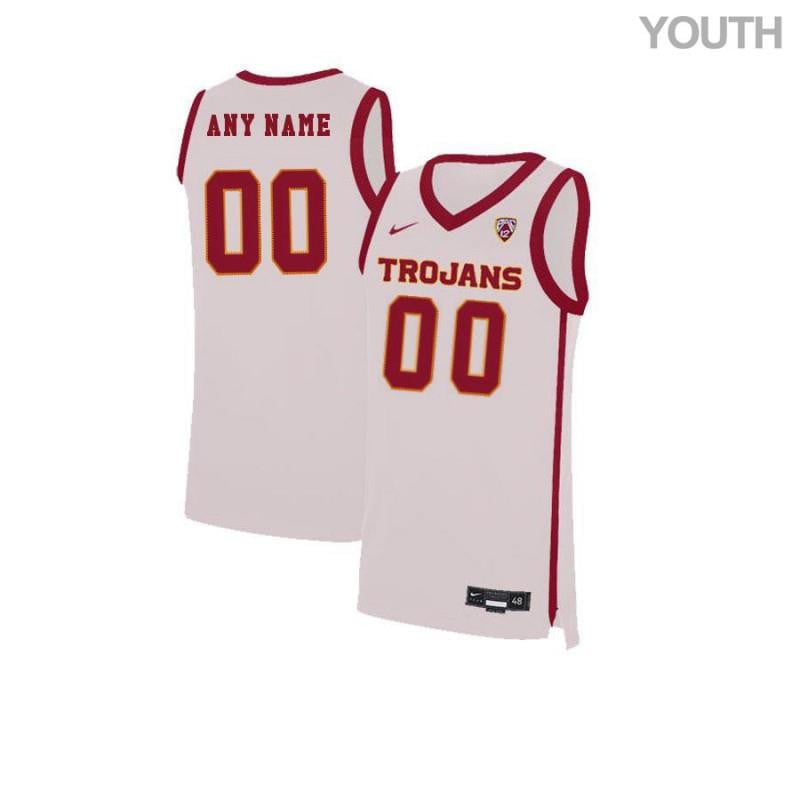 Youth Elite White Usc Trojans Custom Basketball Jersey